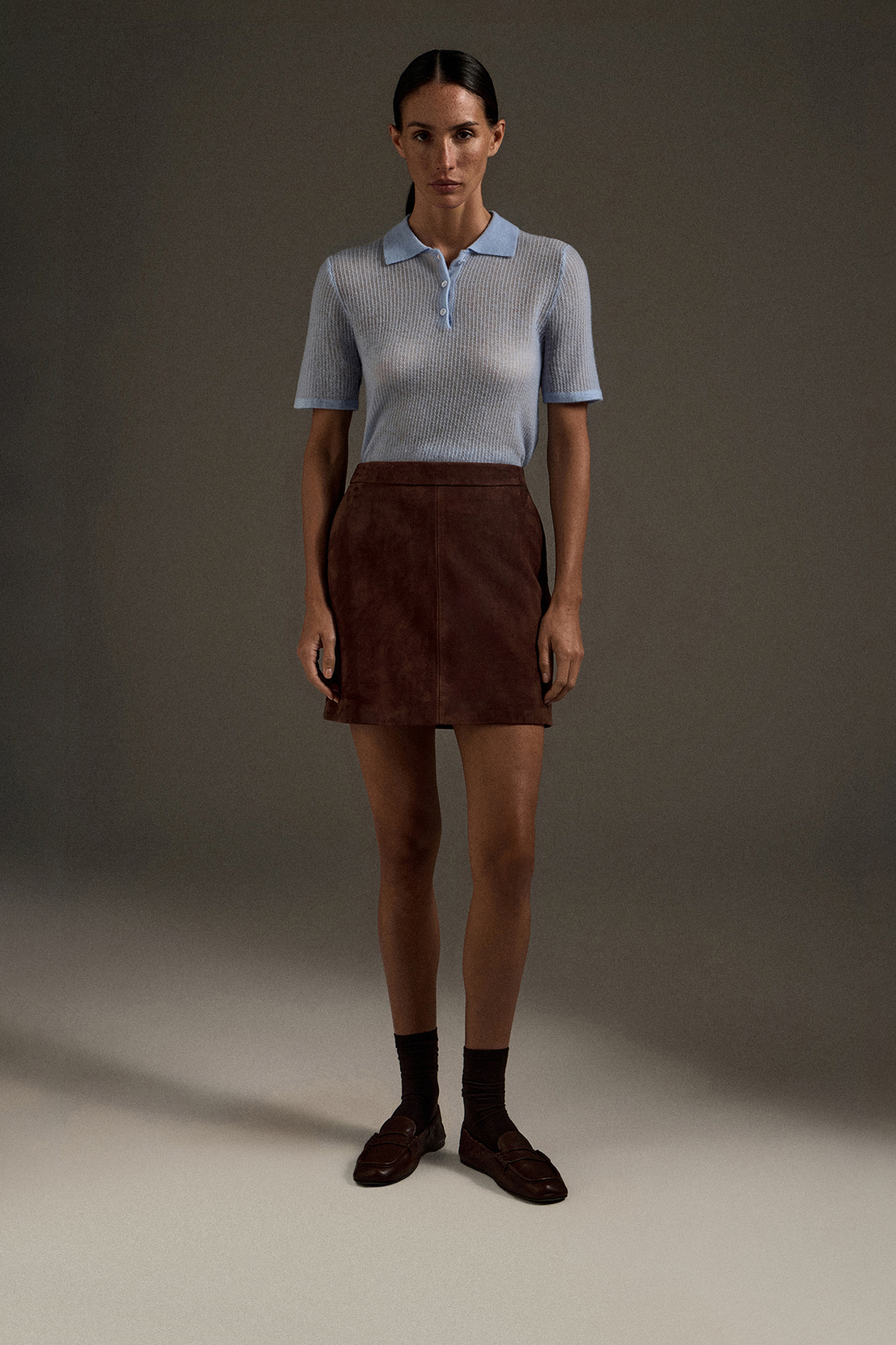 Пуловер с воротником поло светло-голубого цвета, S 
Пуловер с воротником поло светло-голубого цвета, S