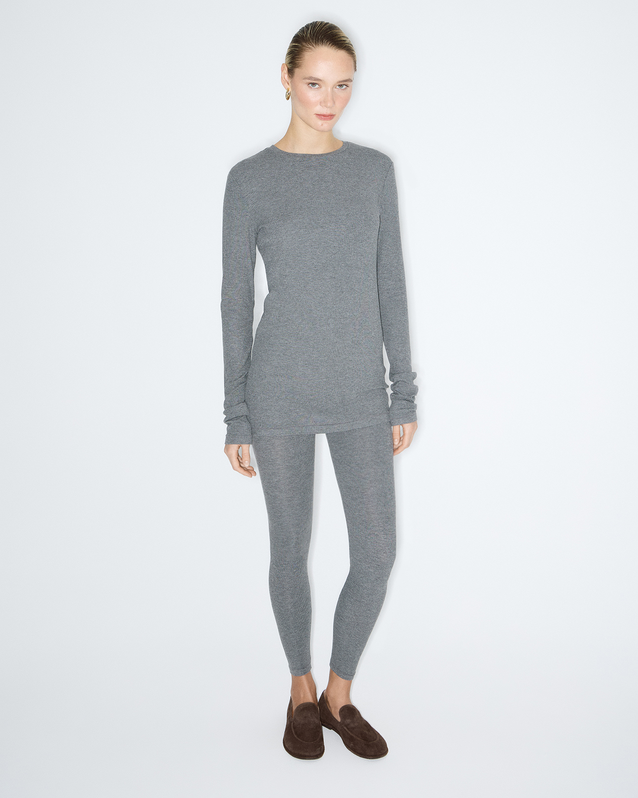 Лонгслив удлиненный серого цвета, S