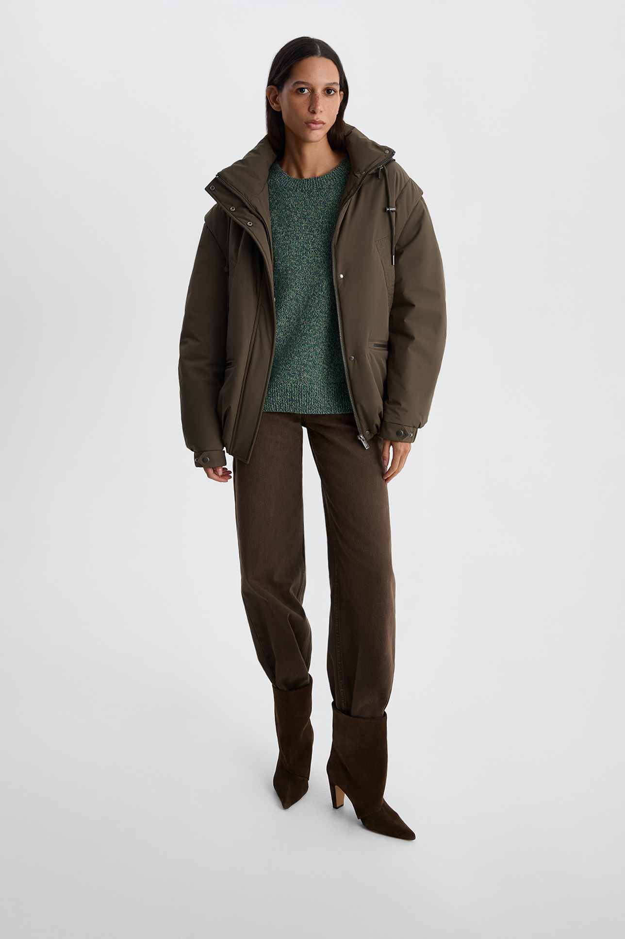 Джемпер из меланжевой шерсти мериноса зеленого цвета, M 
Джемпер из меланжевой шерсти мериноса зеленого цвета, M