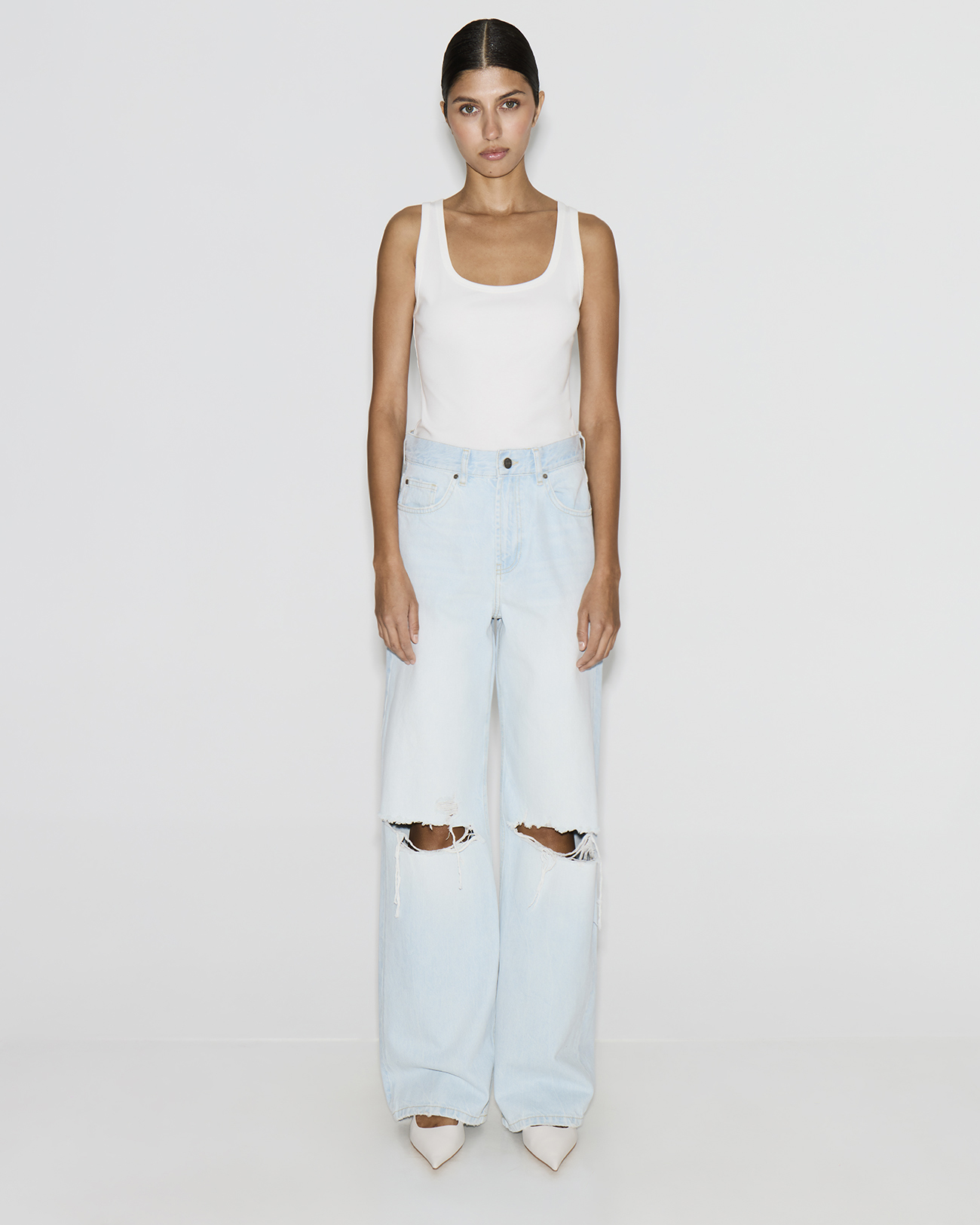 Джинсы Wide Leg WL200 с дырками, 27/32