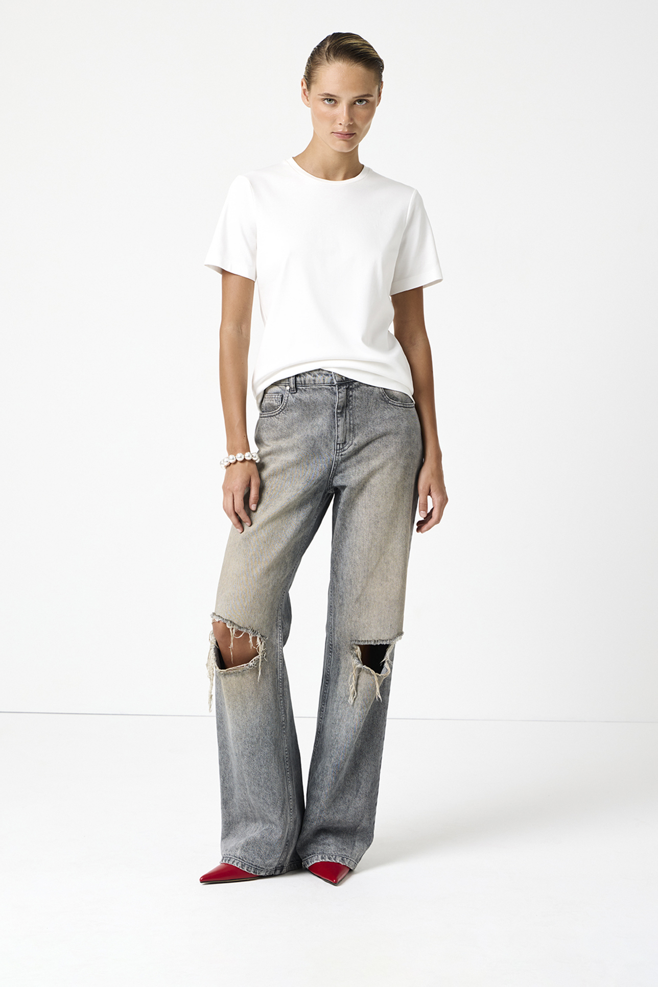 

Футболка базовая из мягкого хлопка молочного цвета, XS