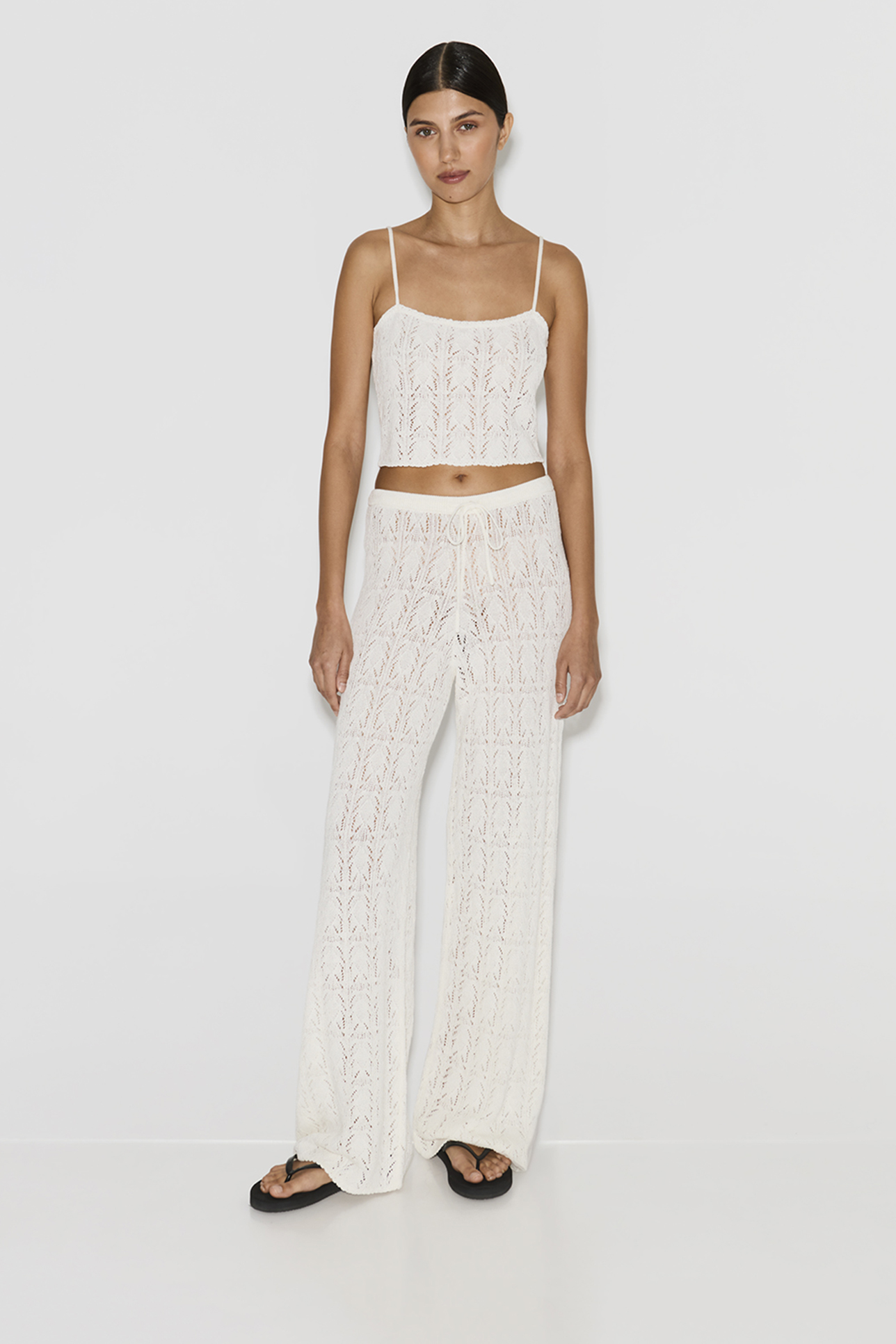 

Брюки ажурные молочного цвета, XS