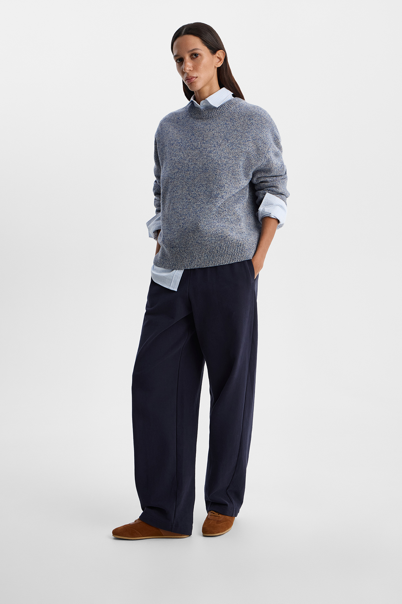 

Джемпер из меланжевой шерсти мериноса серо-голубого цвета, S