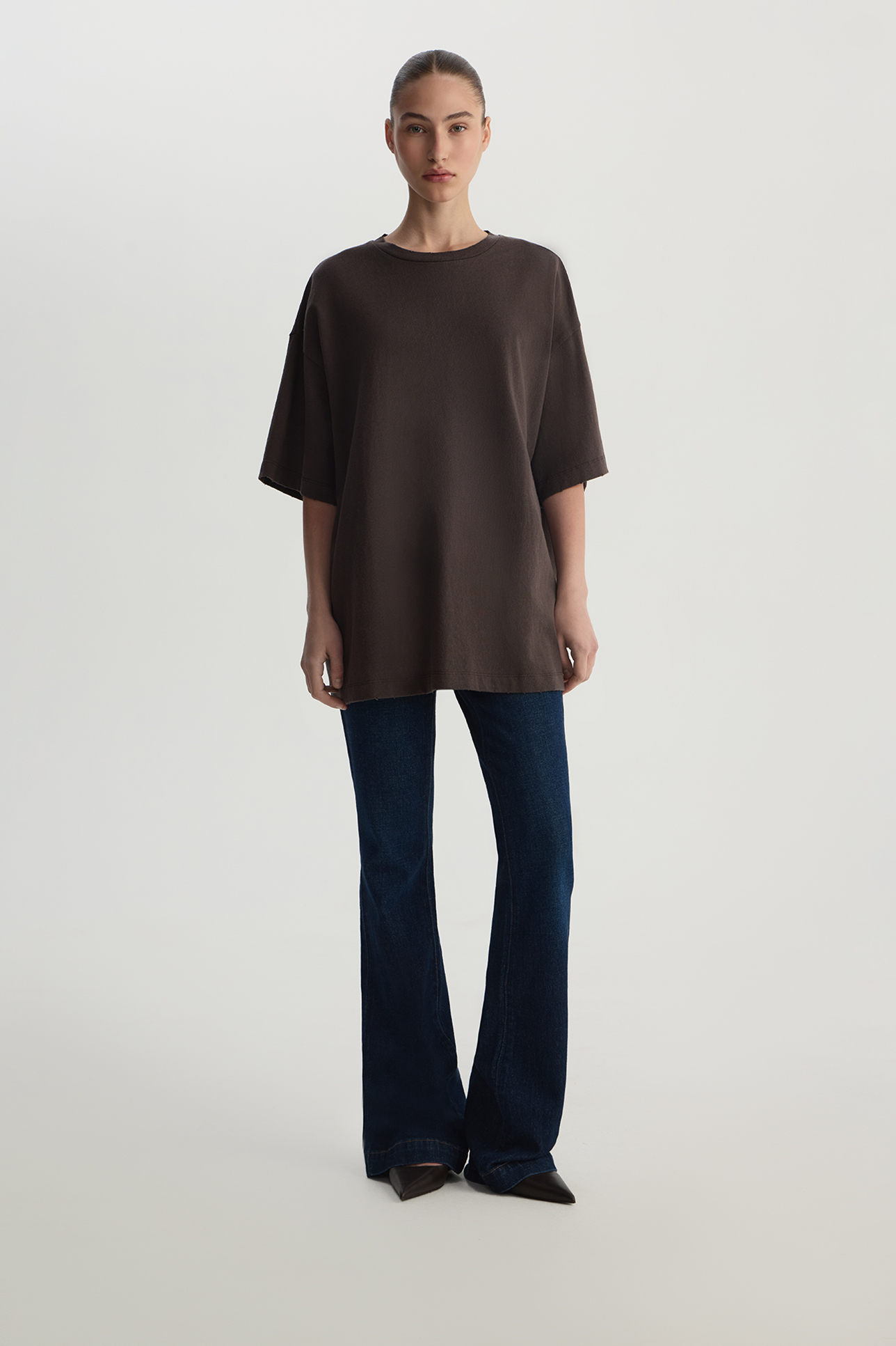 

Футболка с эффектом варки шоколадного цвета, XS