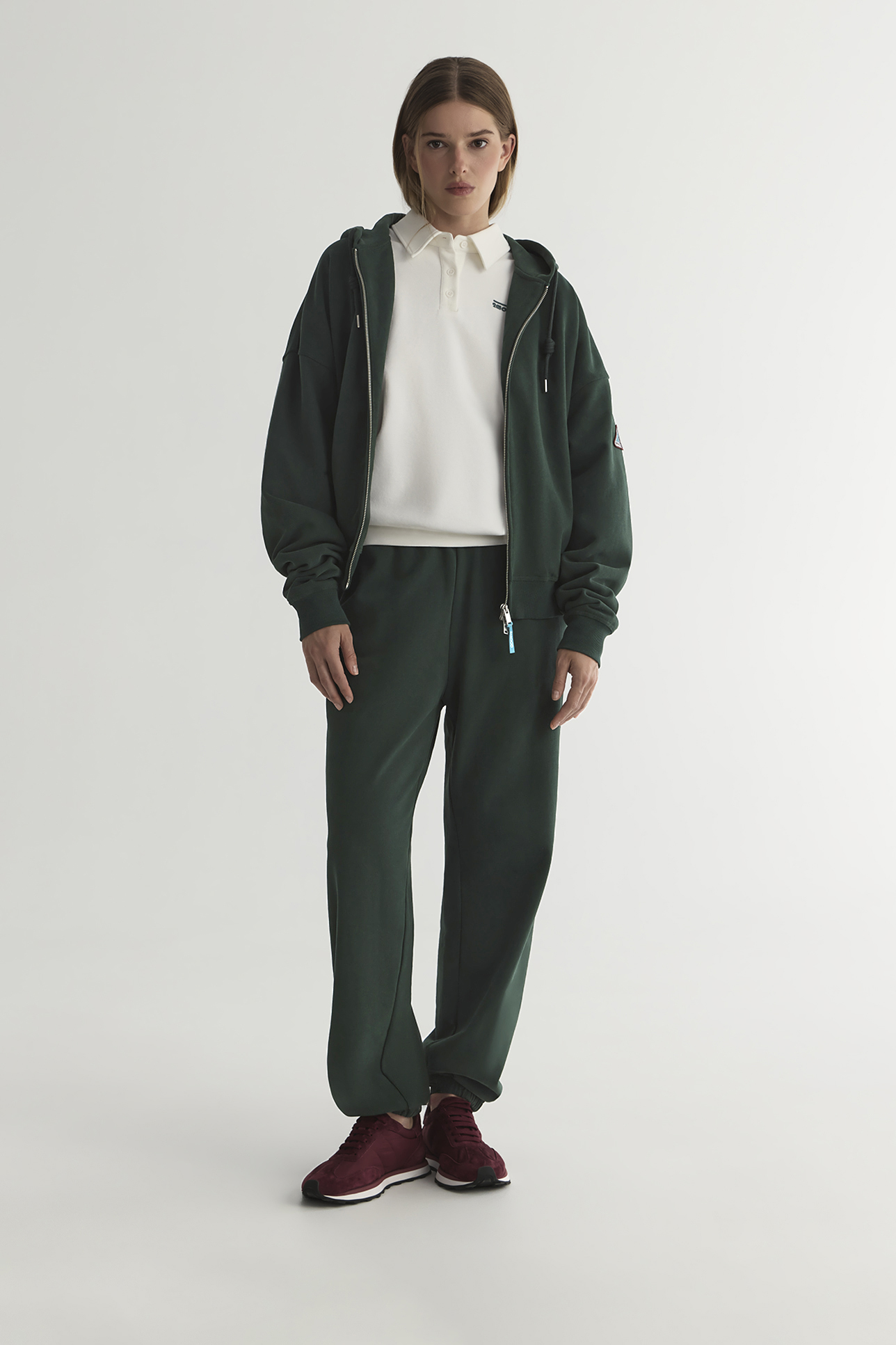 

Худи на молнии темно-зеленого цвета, S