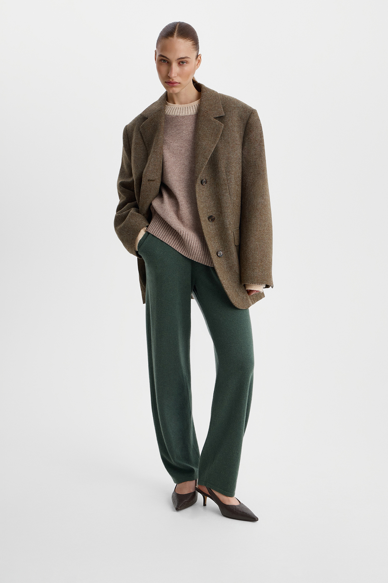 

Джемпер из меланжевой пряжи бежевого цвета, S