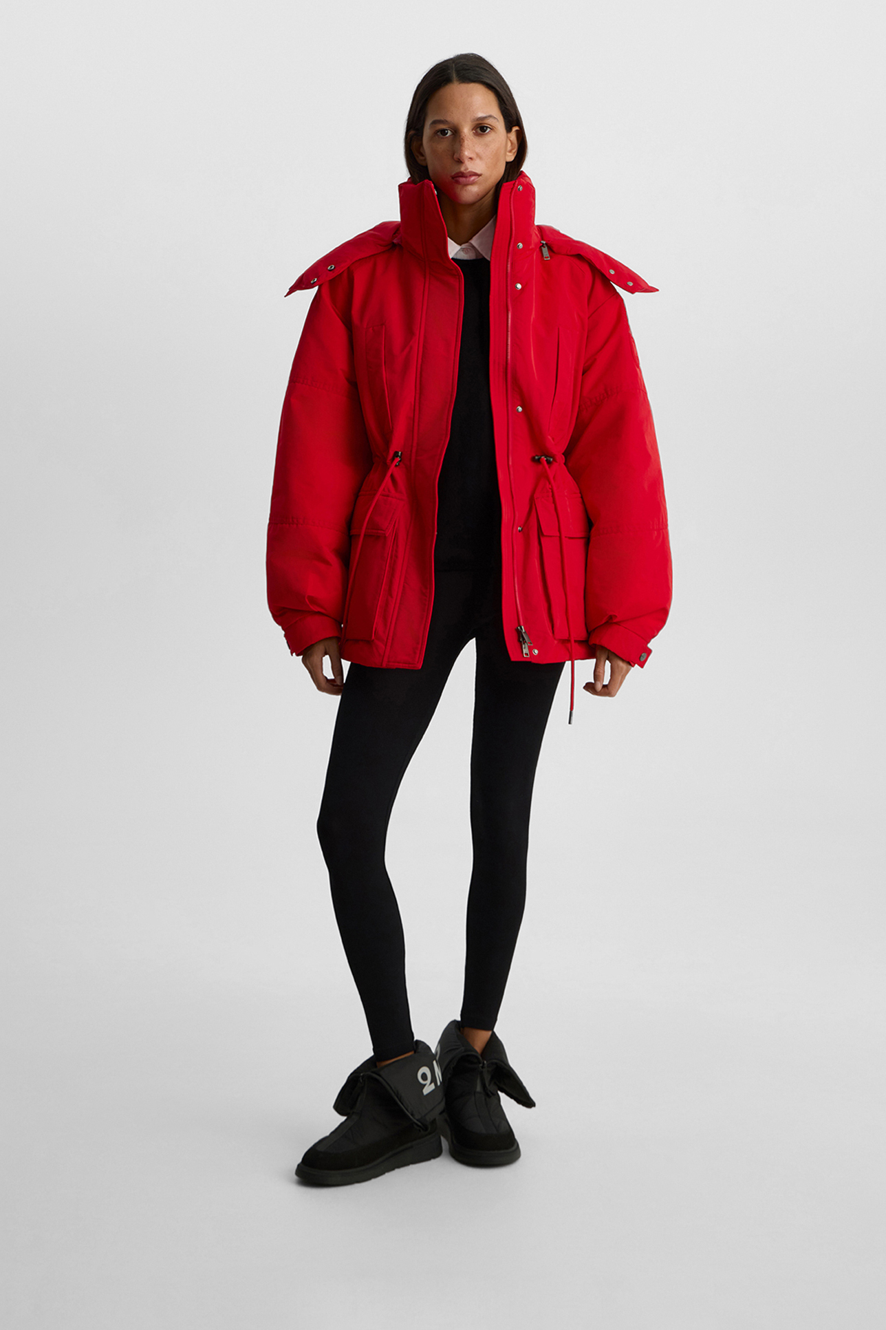 

Пуховик-парка красного цвета, XXS