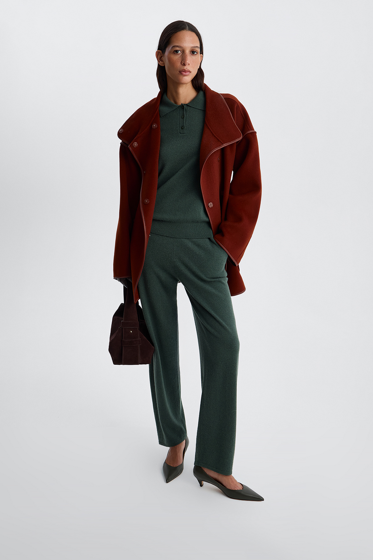 

Поло из шерсти с добавлением кашемира изумрудного цвета, S