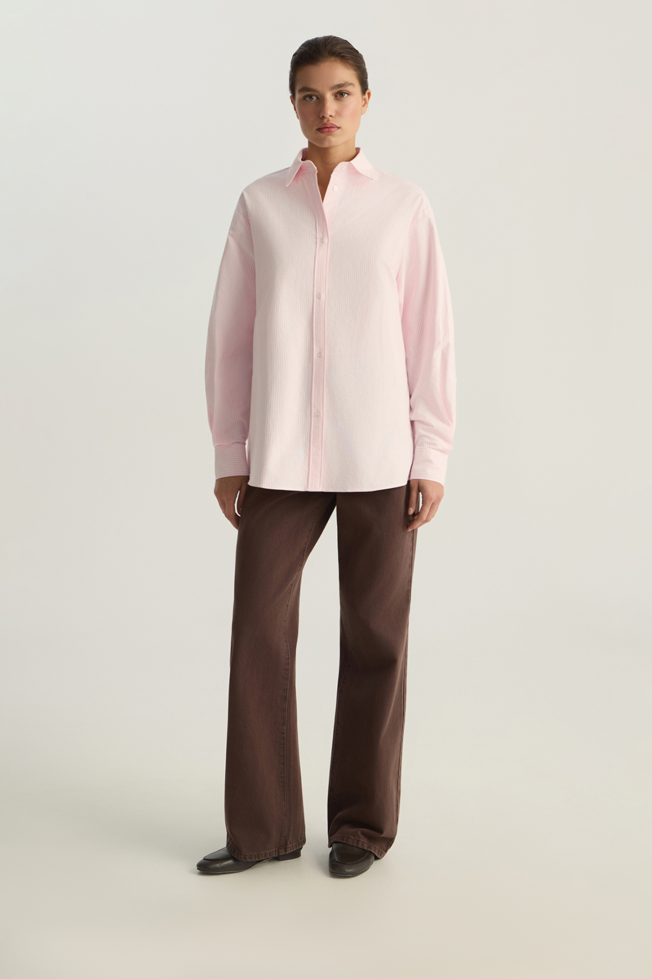 

Рубашка в полоску розового цвета, M