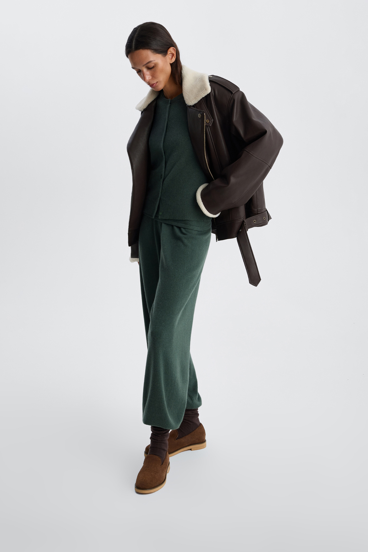 

Кардиган из шерсти с добавлением кашемира изумрудного цвета, S