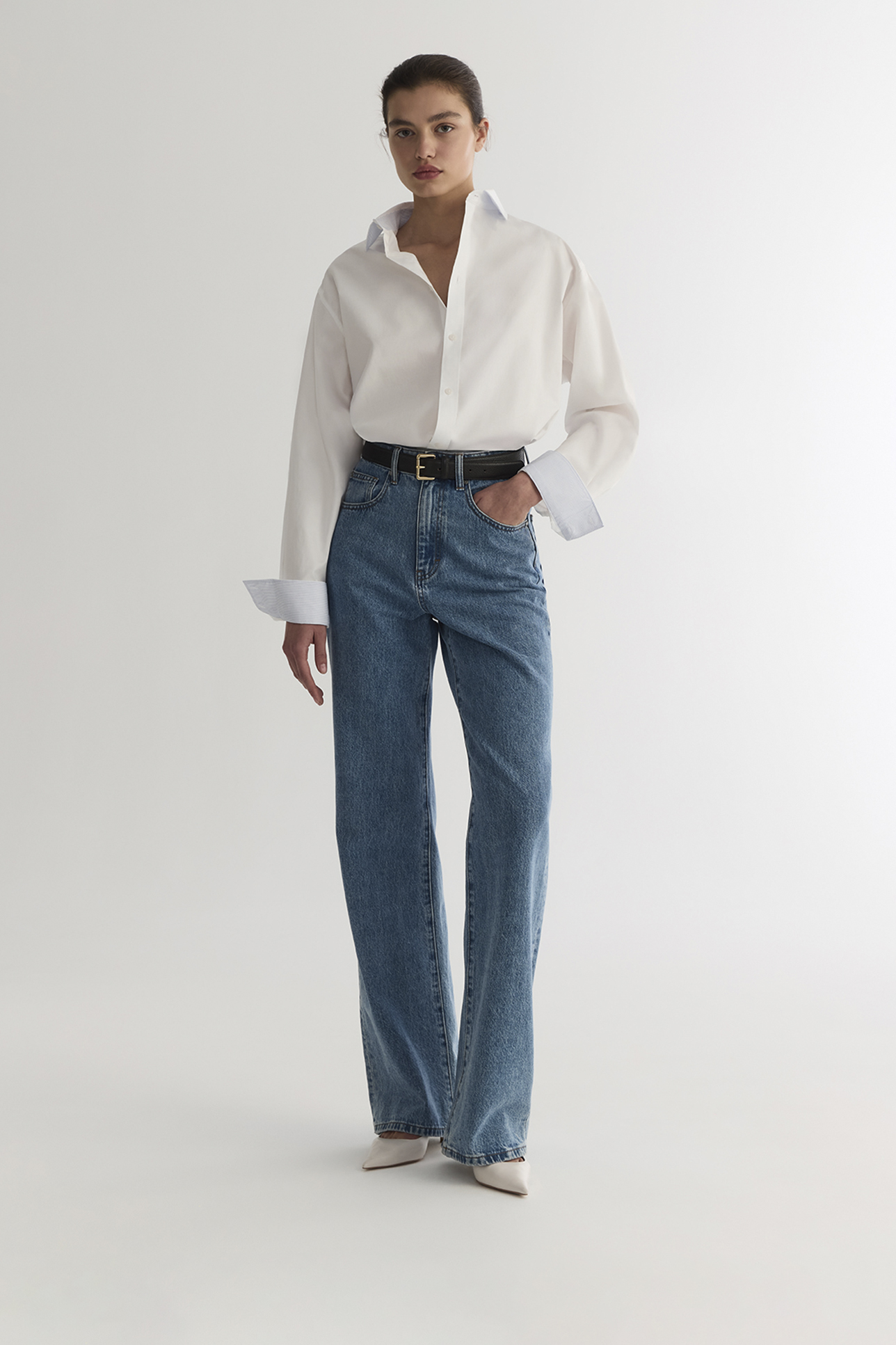 

Рубашка из хлопка белого цвета, S