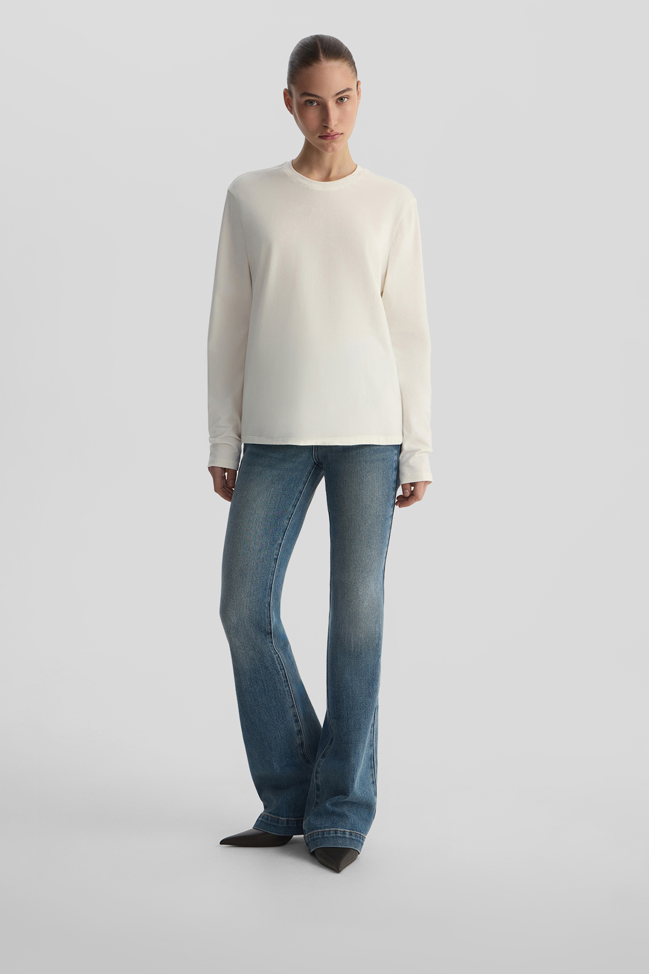 

Лонгслив из кулирной глади молочного цвета, S