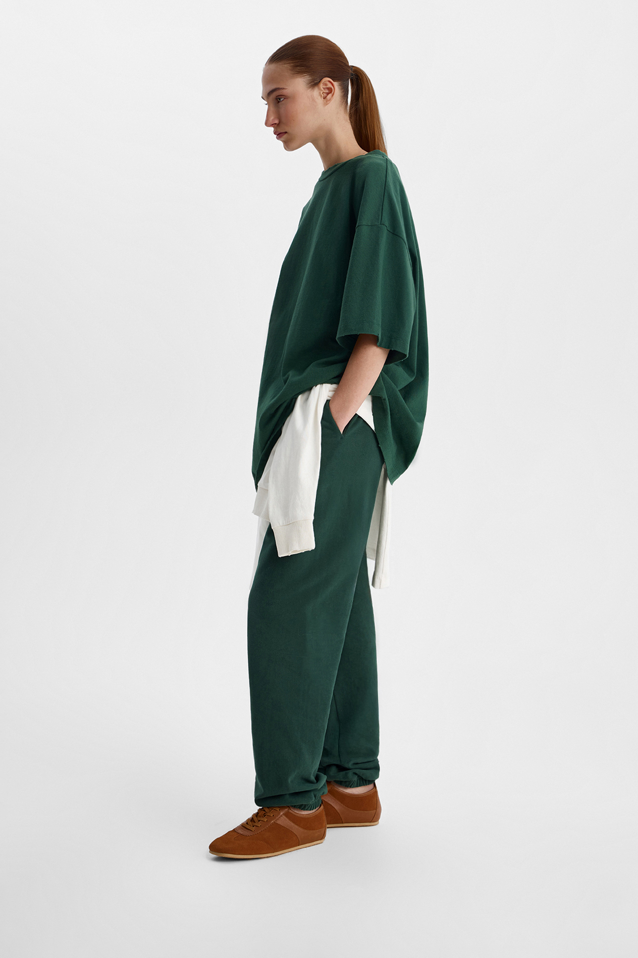 

Футболка с эффектом варки изумрудного цвета, XS