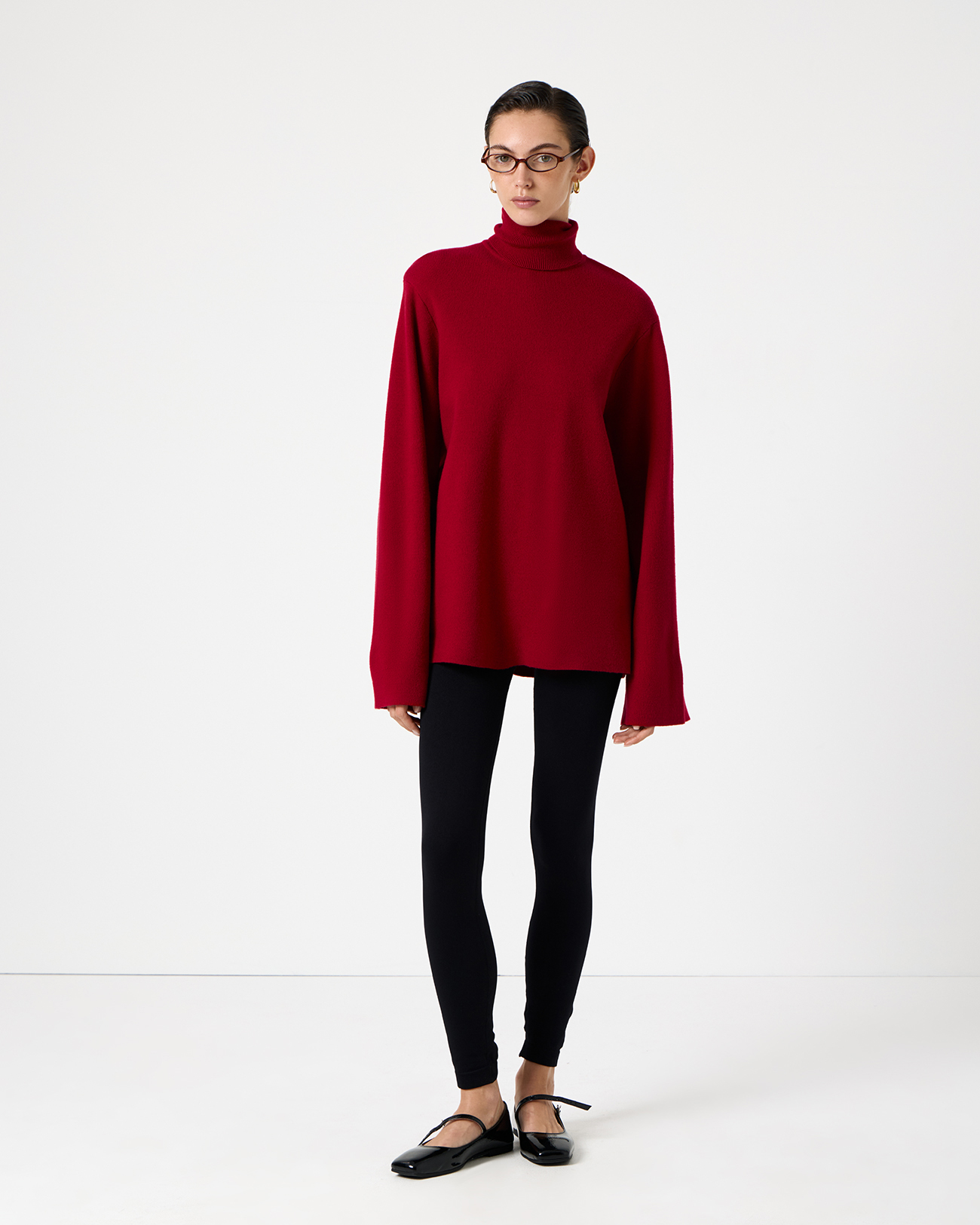 

Вязаная оверсайз водолазка красного цвета, M