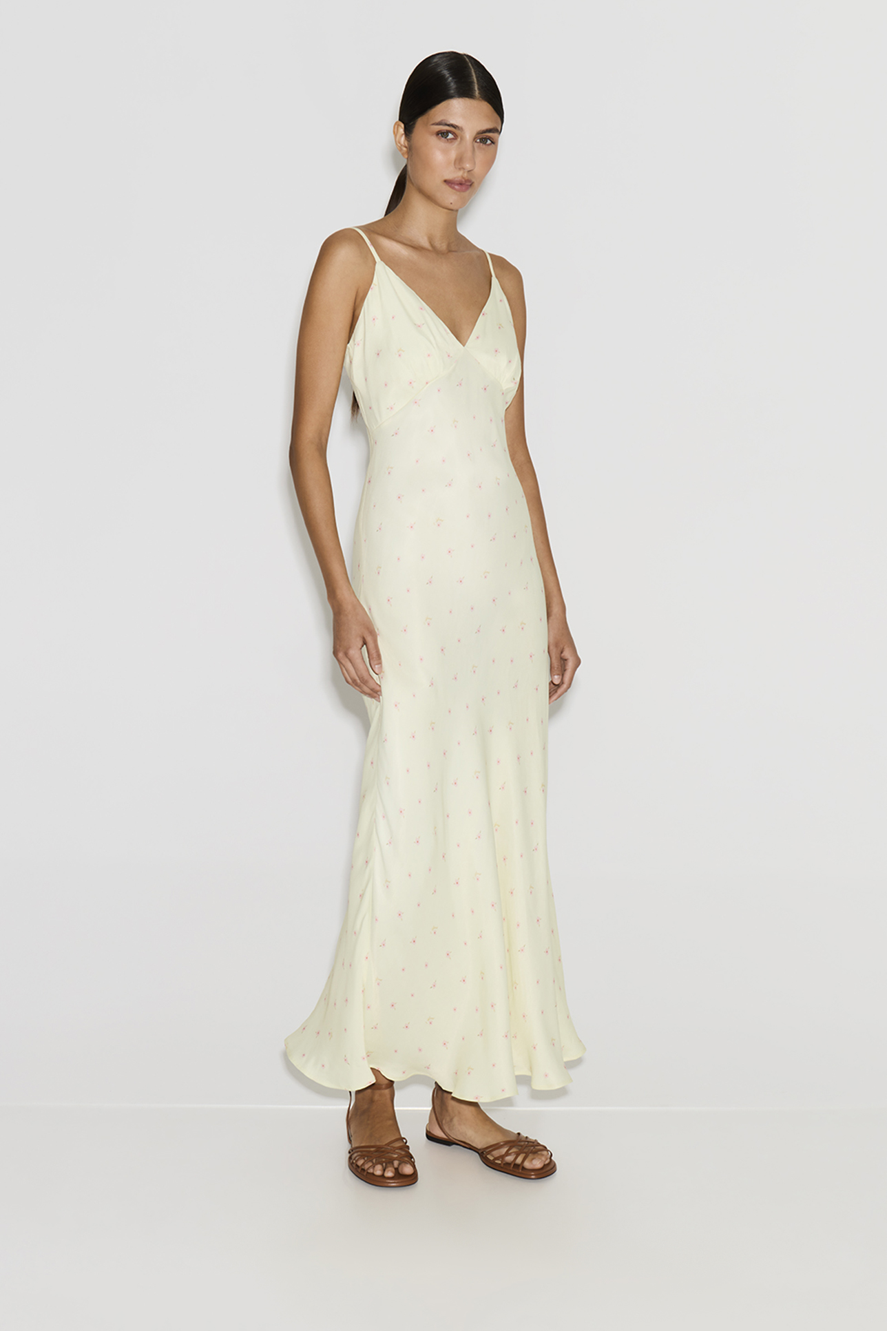 

Платье-комбинация с принтом желтого цвета, XXS