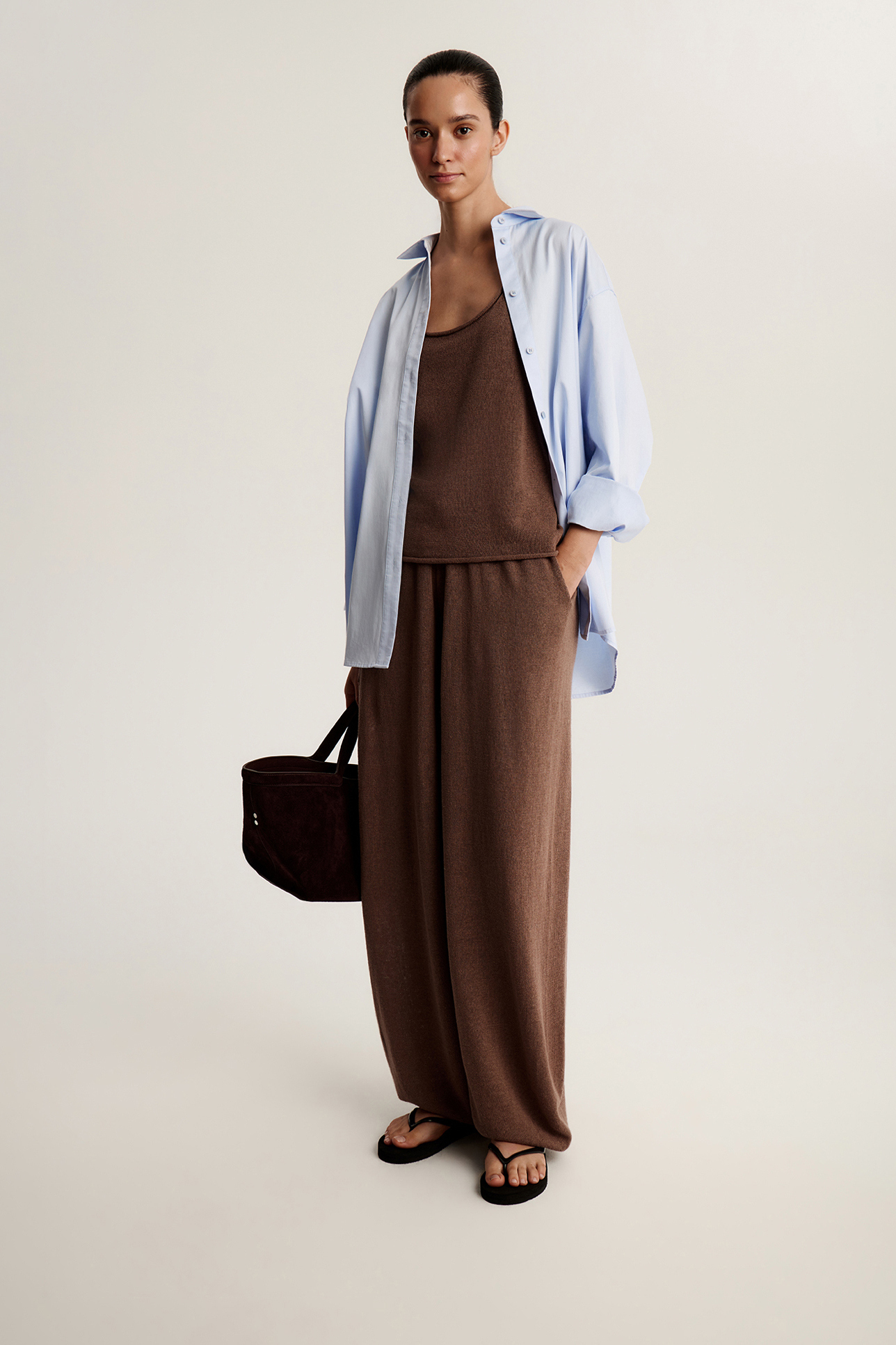 

Брюки баллоны серо-бежевого цвета, XXS