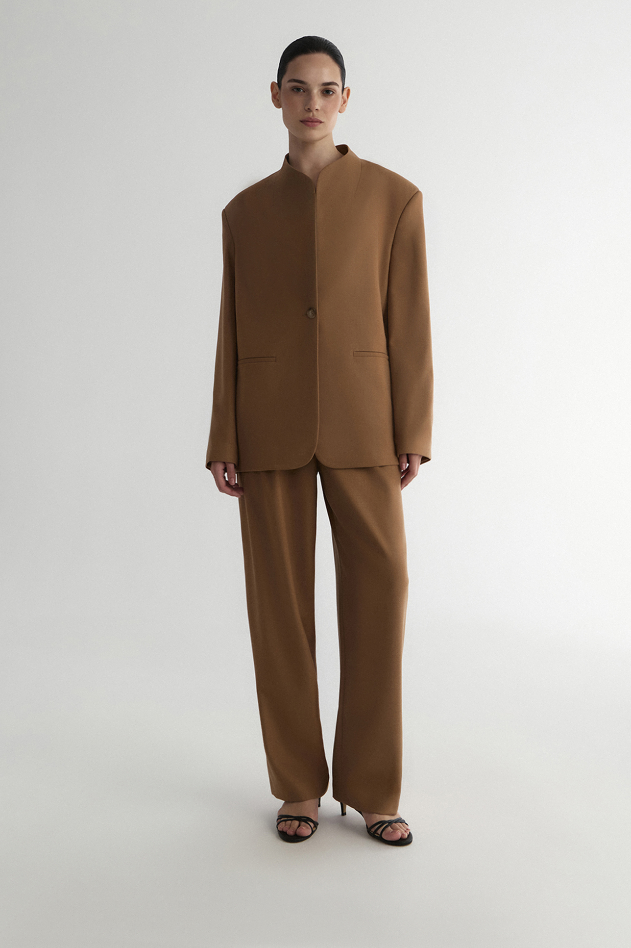 

Жакет с воротником-стойкой цвета жженой карамели, XS