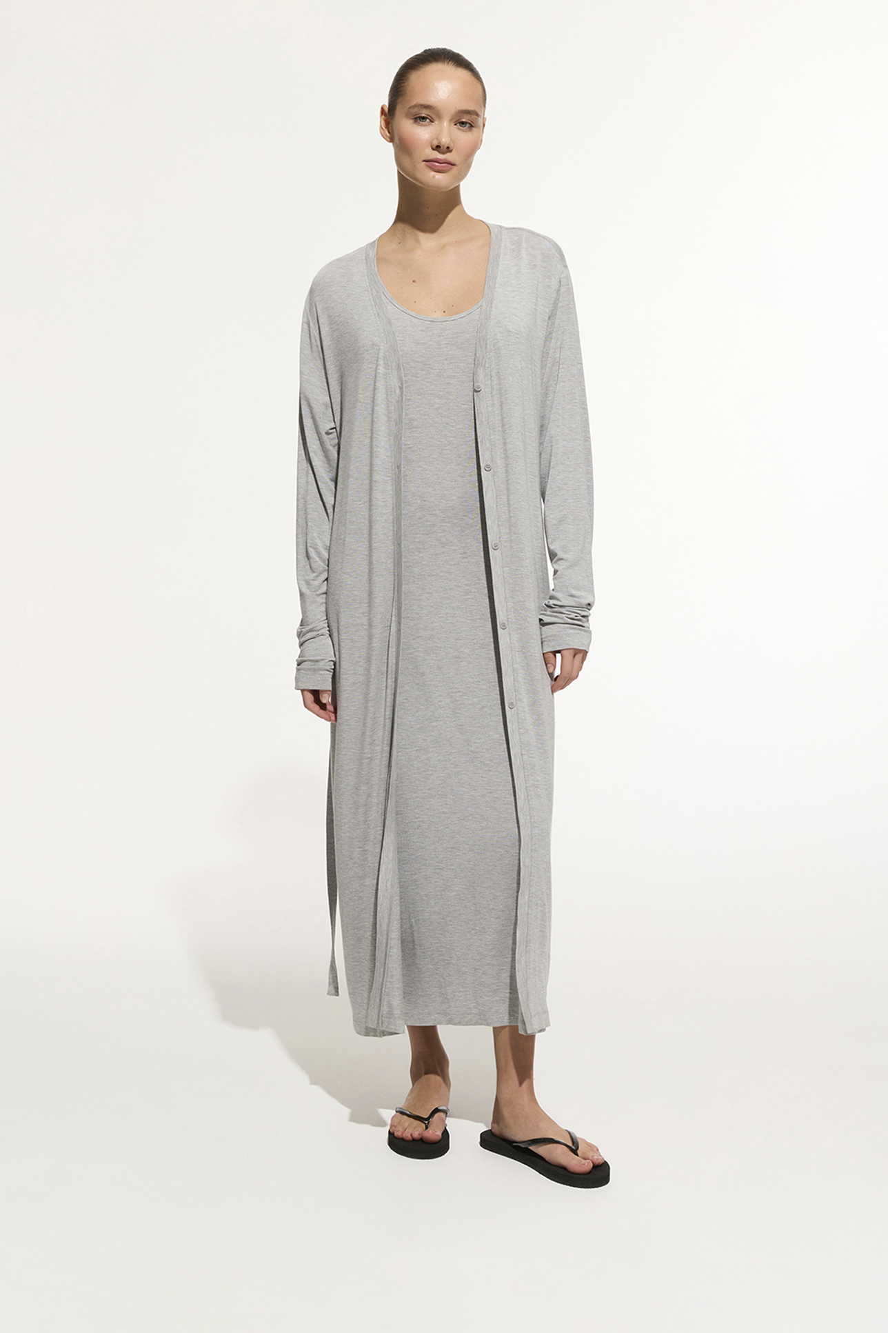 

Кардиган из тонкого трикотажа серого цвета, S