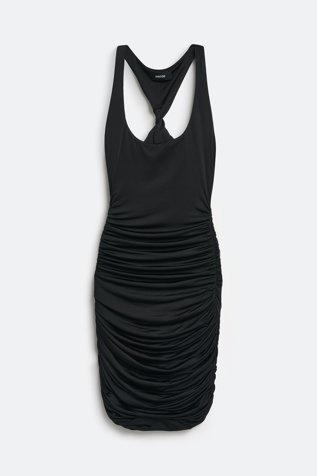 

Платье мини со сборкой черного цвета, XXS