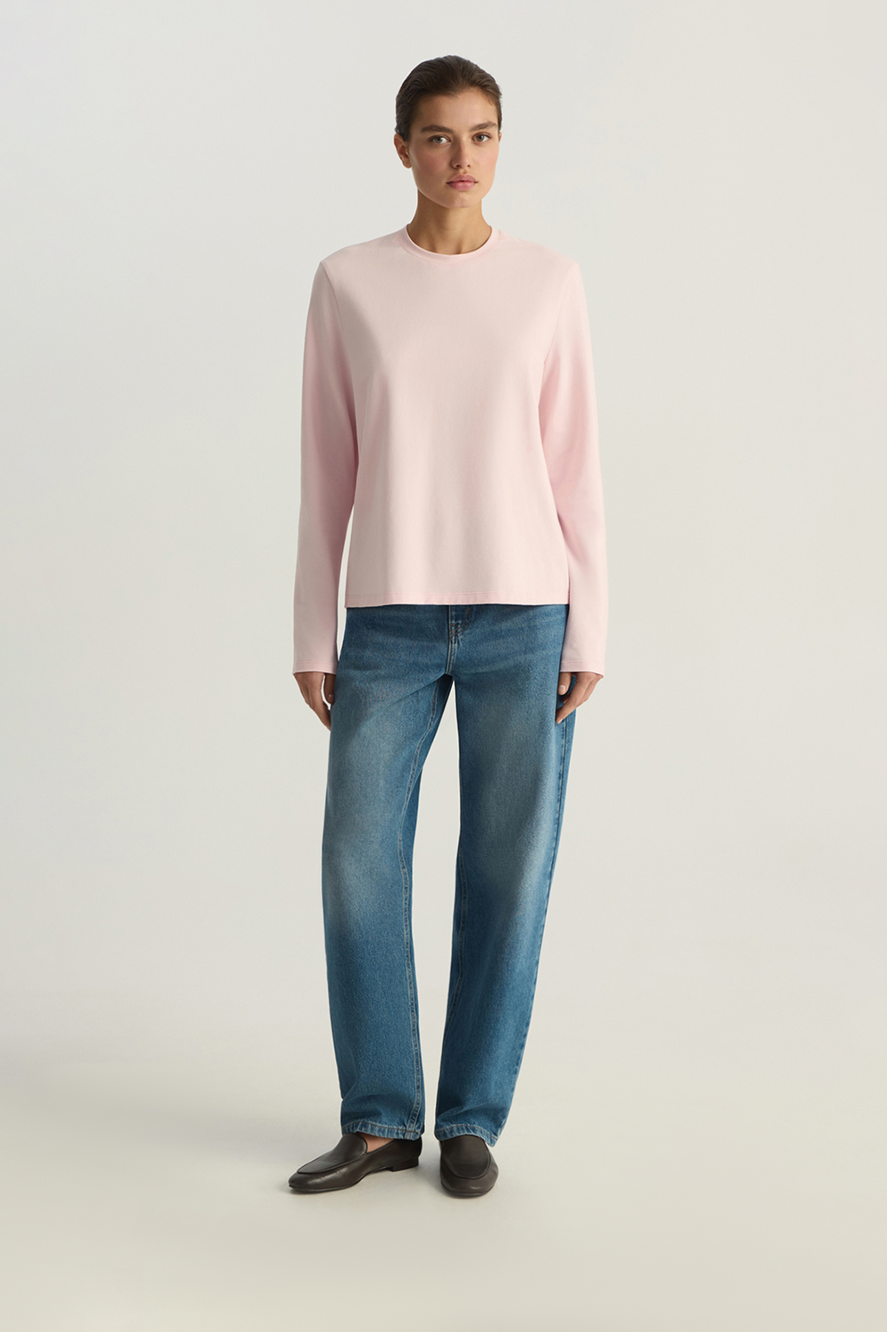 

Лонгслив из кулирной глади розового цвета, S