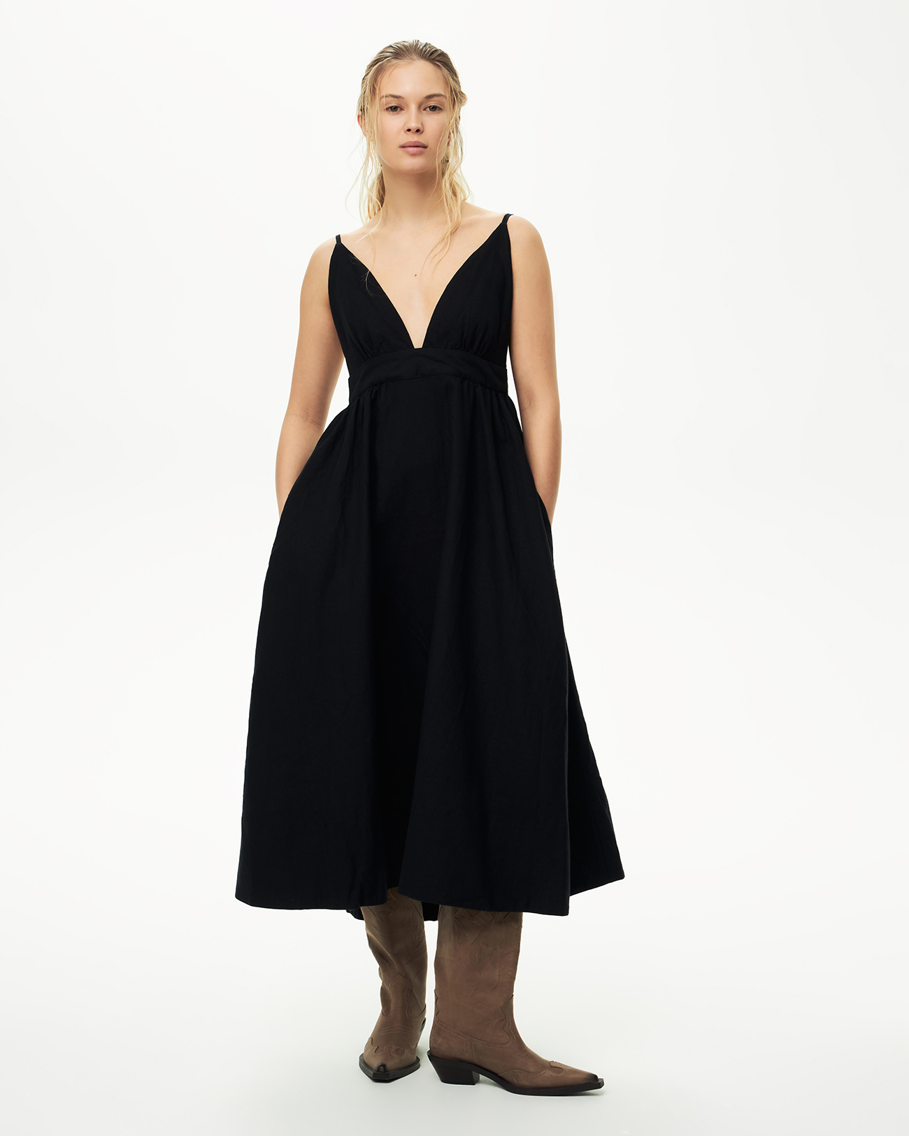 

Платье-сарафан миди черного цвета, XXS