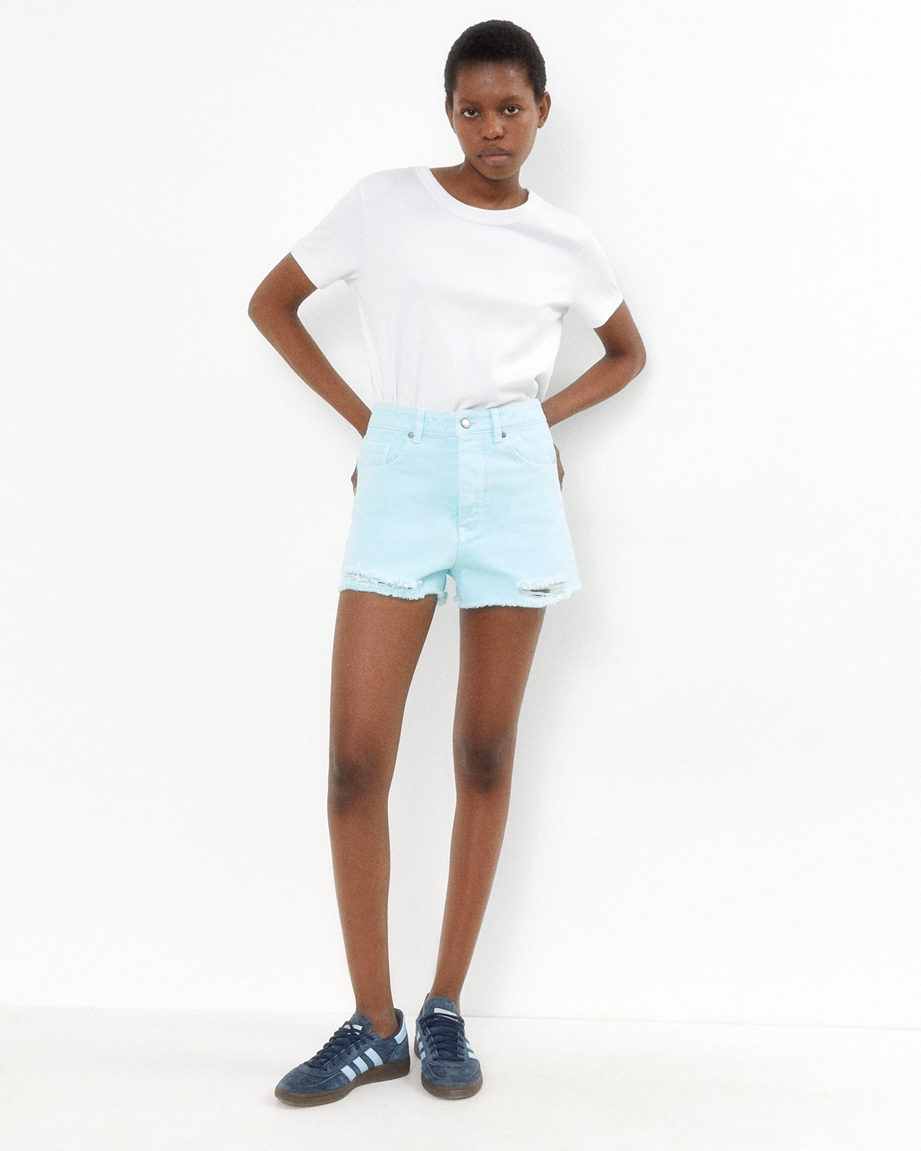 

Шорты джинсовые мини мятного цвета, XXS