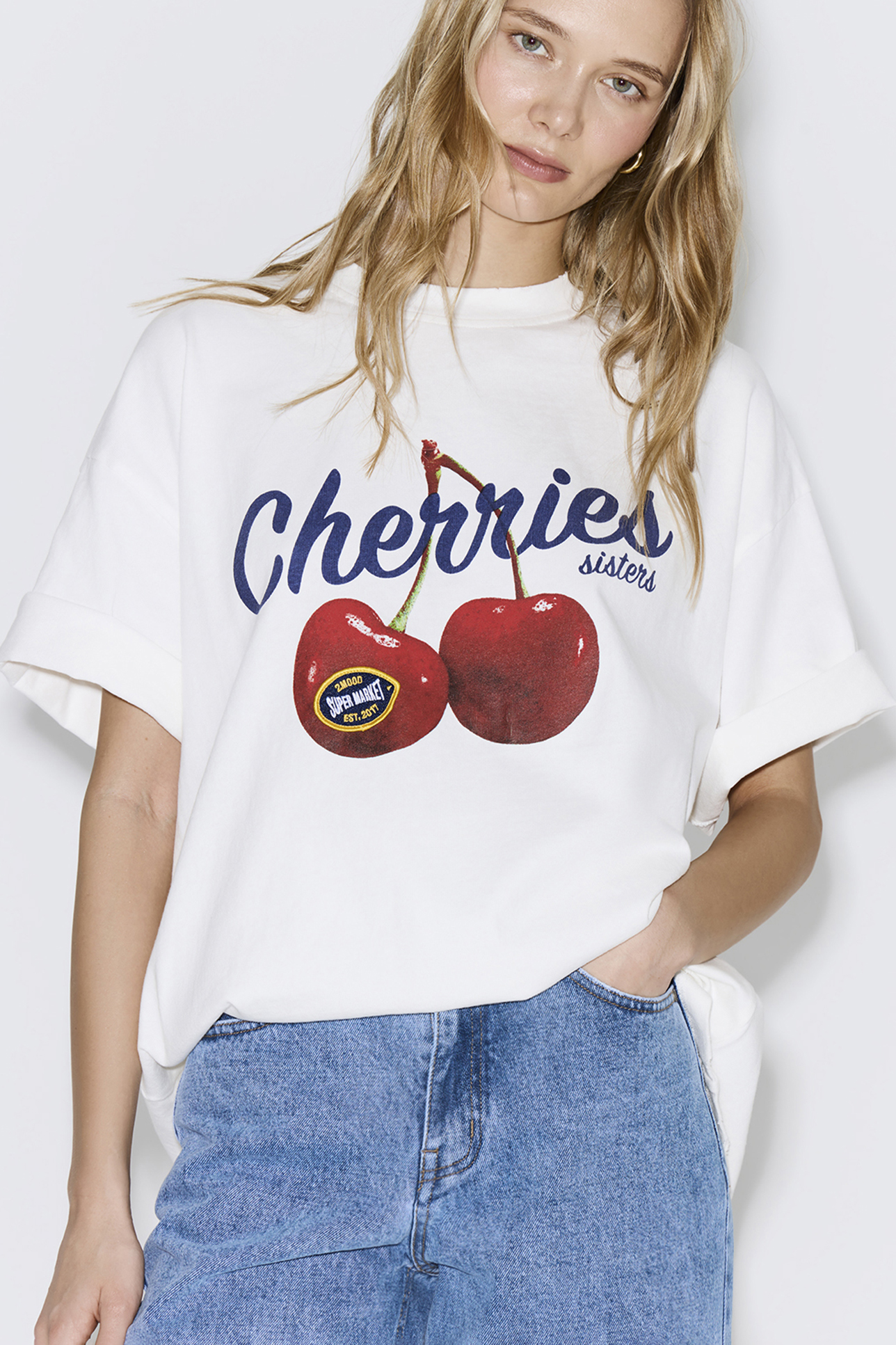 

Футболка Vintage Vibe с принтом Cherry молочного цвета, M
