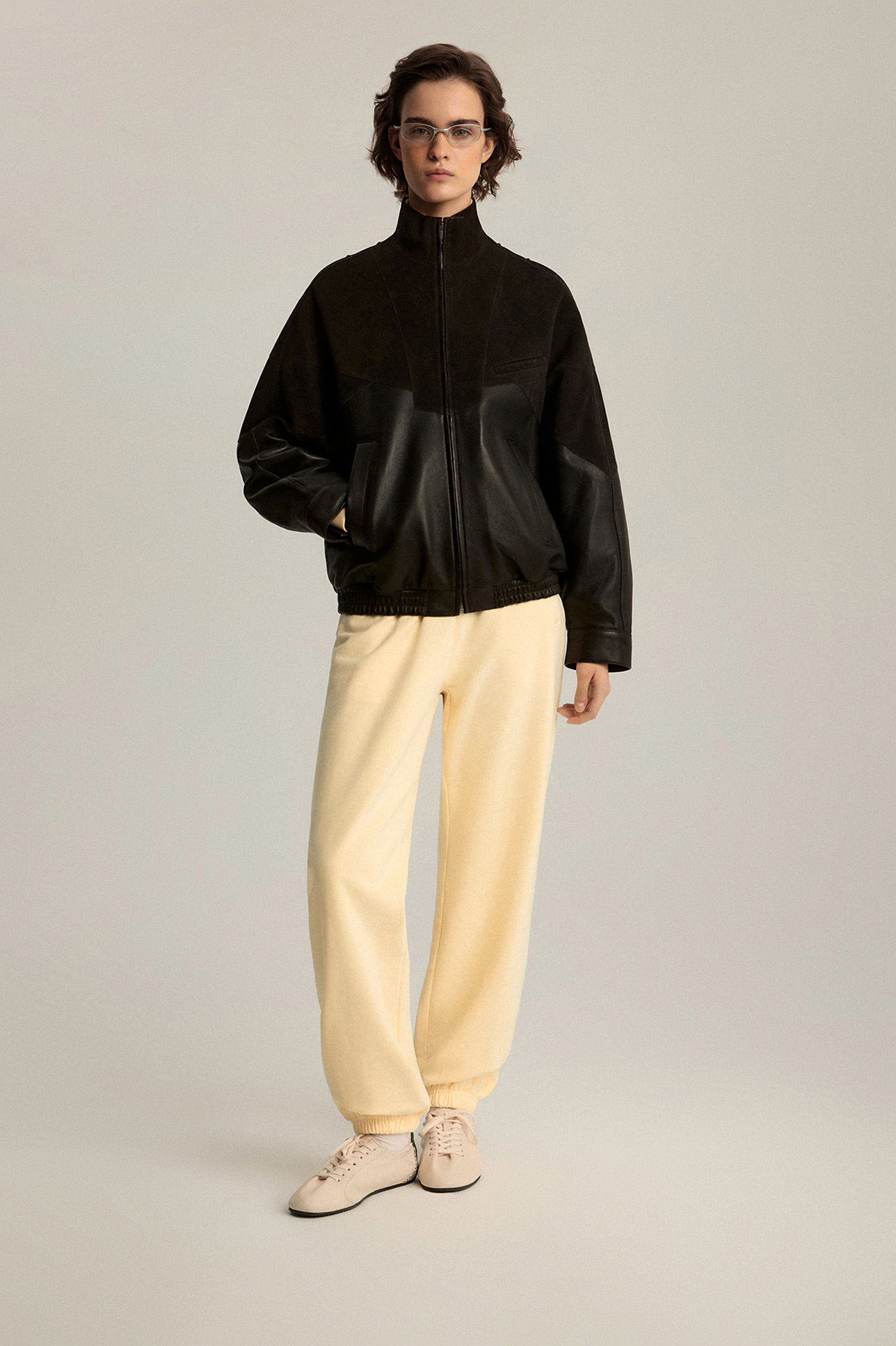 

Куртка комбинированная из кожи и замши, L