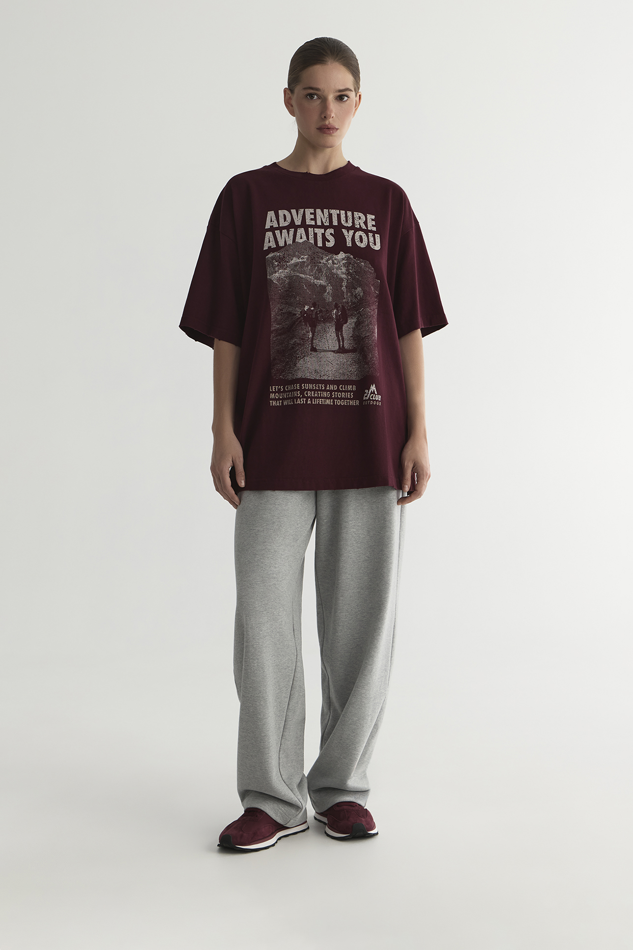 

Футболка vintage vibe с принтом Adventure сливового цвета, XS