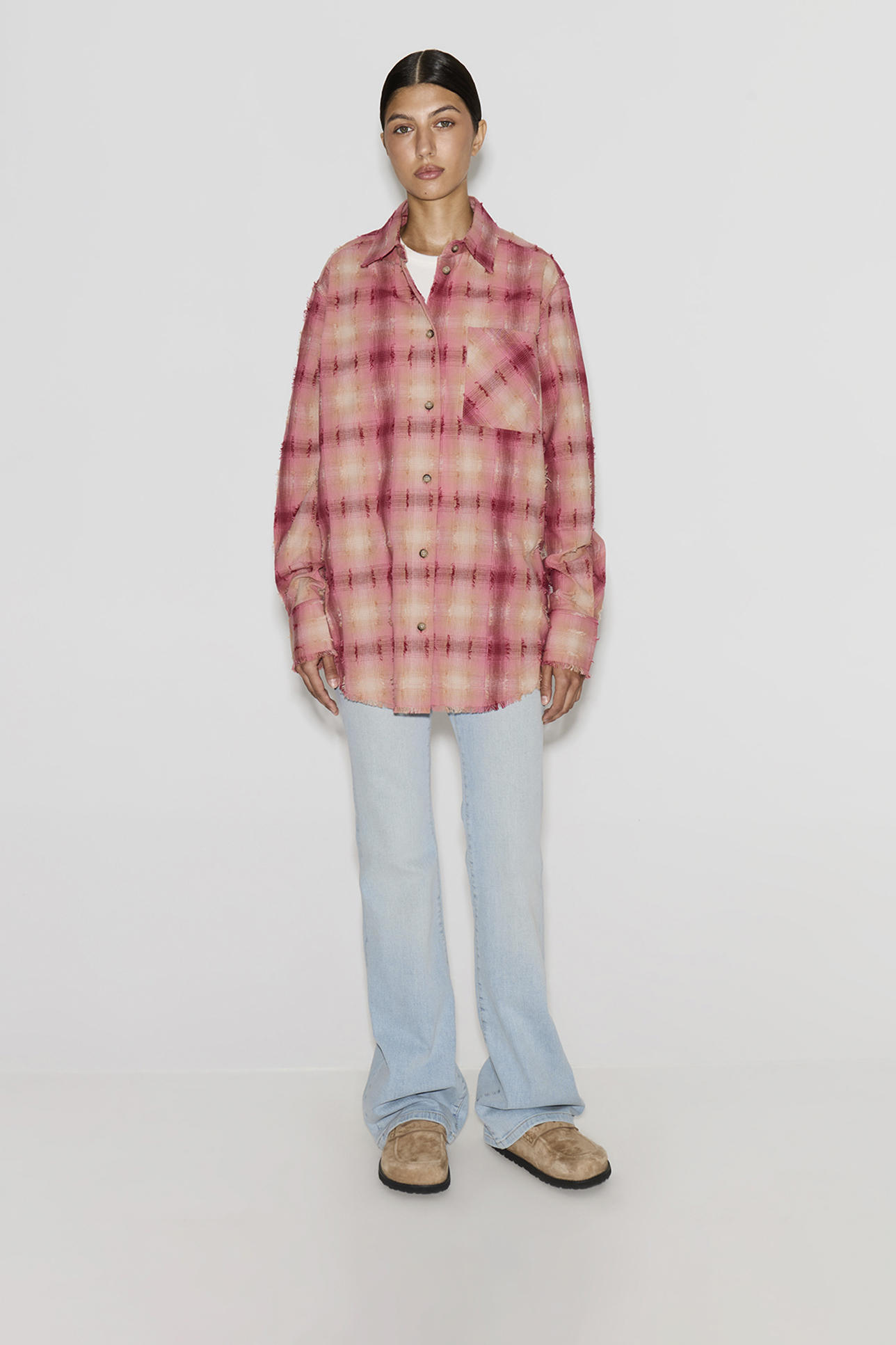 

Рубашка бохо розового цвета, S