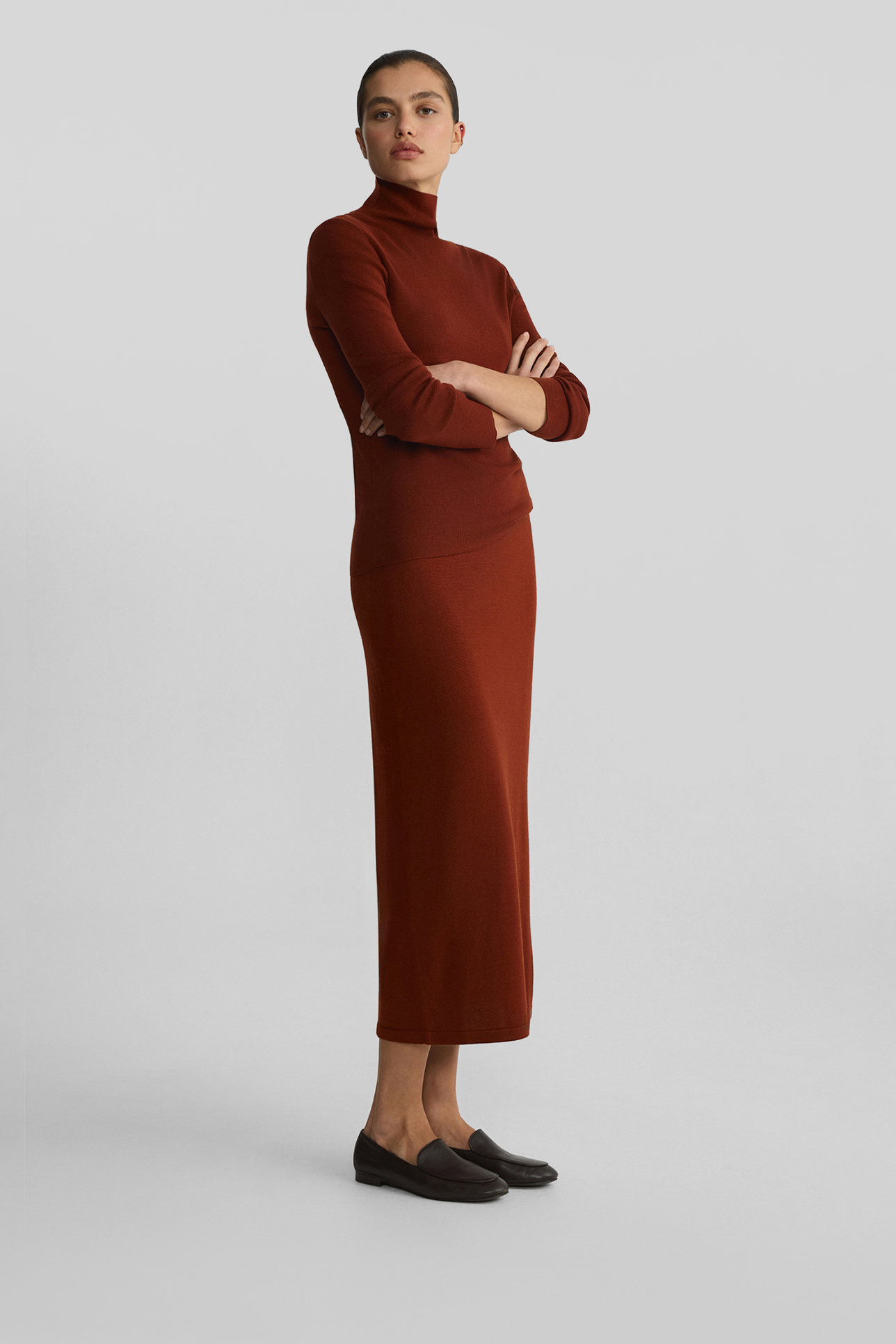 

Водолазка из шерсти мериноса терракотового цвета, S