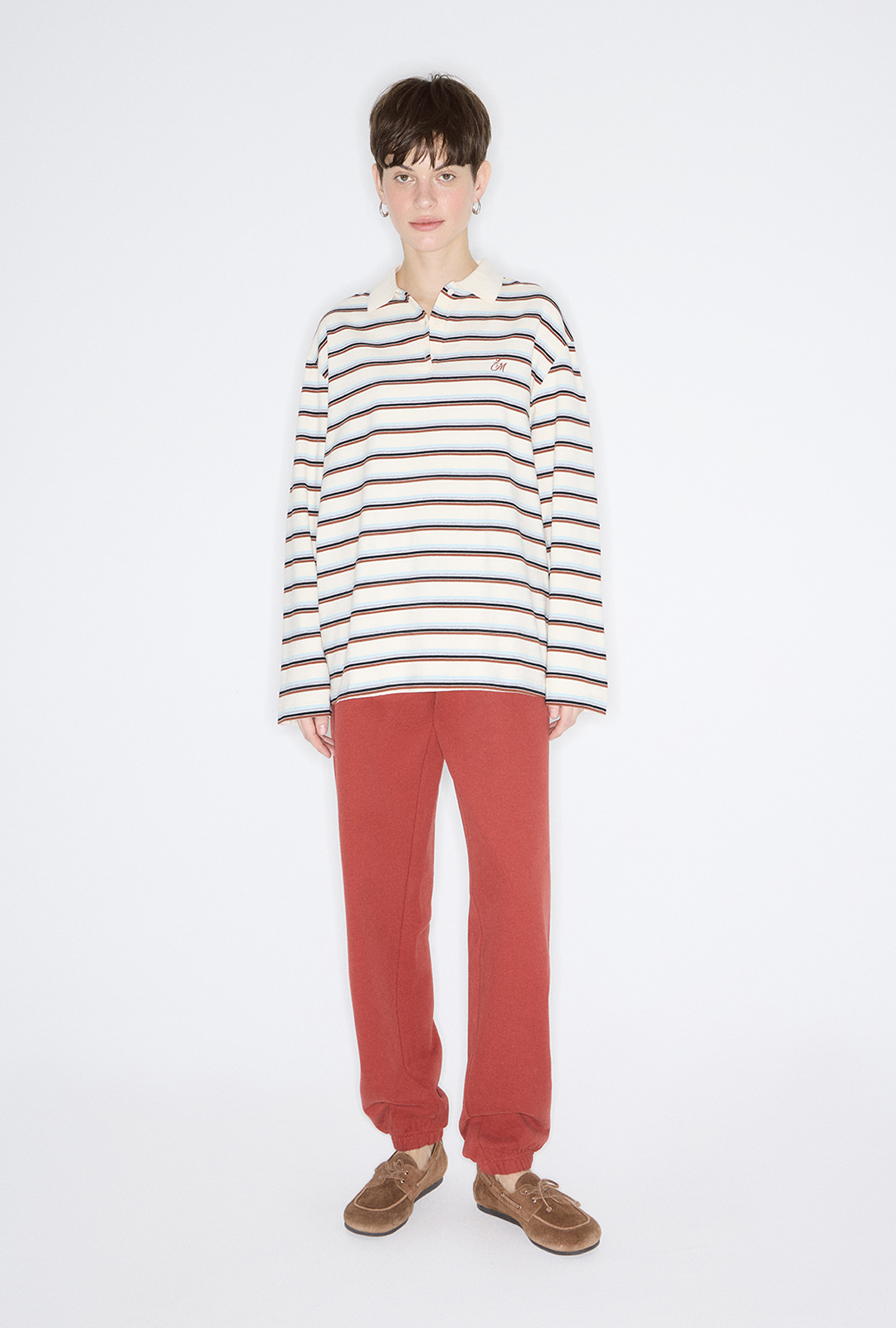 

Лонгслив-поло в полоску мультиколор, S