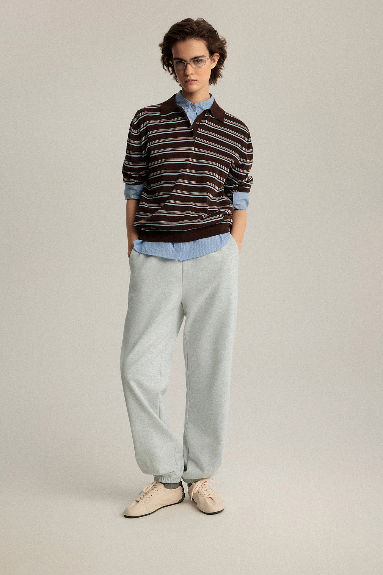 

Джемпер-поло с длинным рукавом в полоску, XS