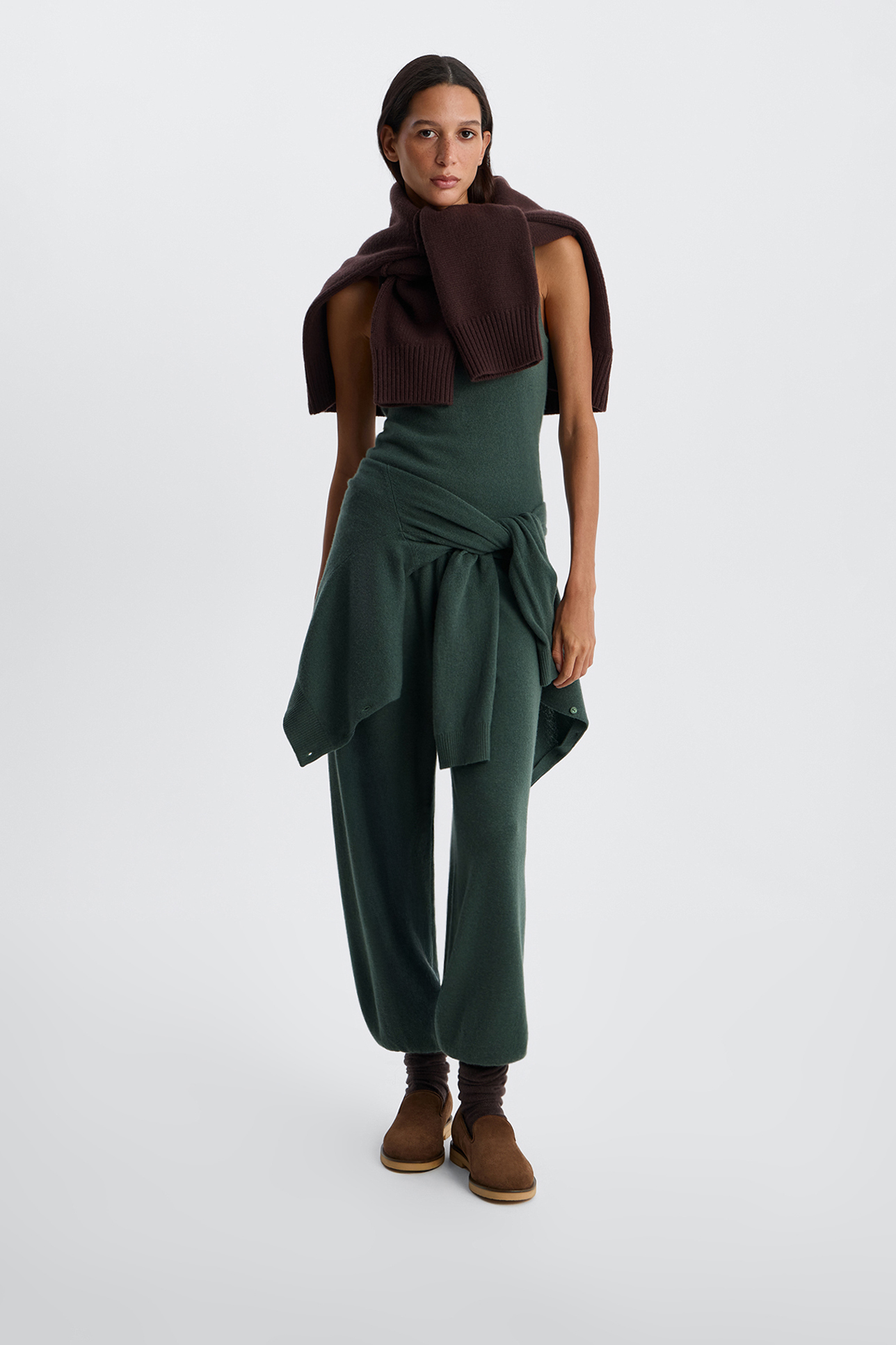 

Брюки-аладдины из шерсти с добавлением кашемира изумрудного цвета, M