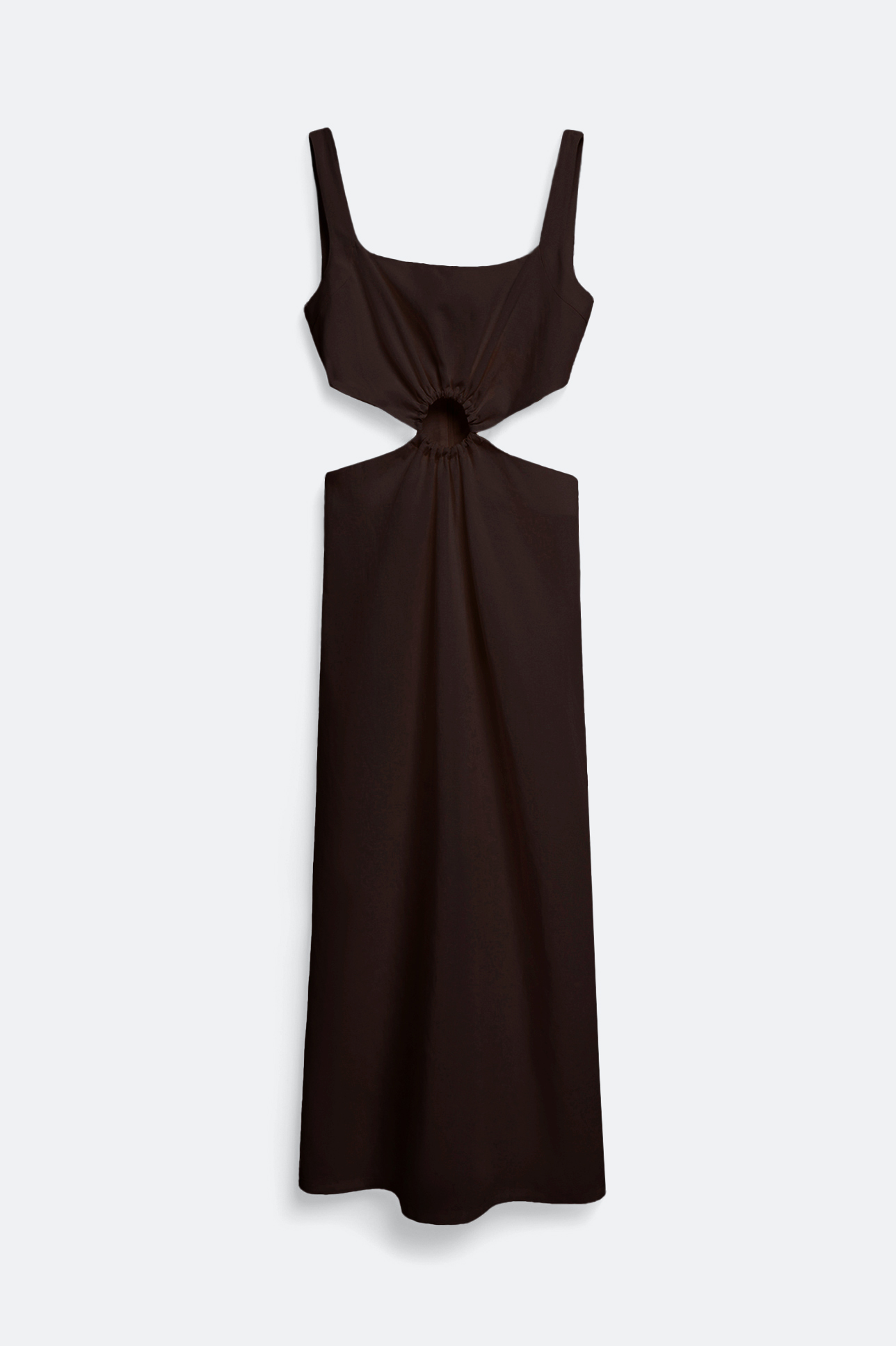 

Платье миди со льном шоколадного цвета, S