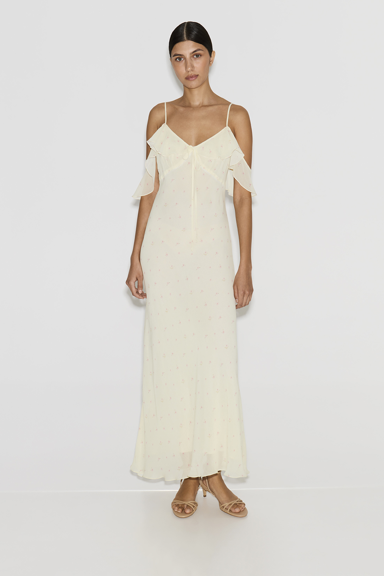 

Платье миди с принтом желтого цвета, XS