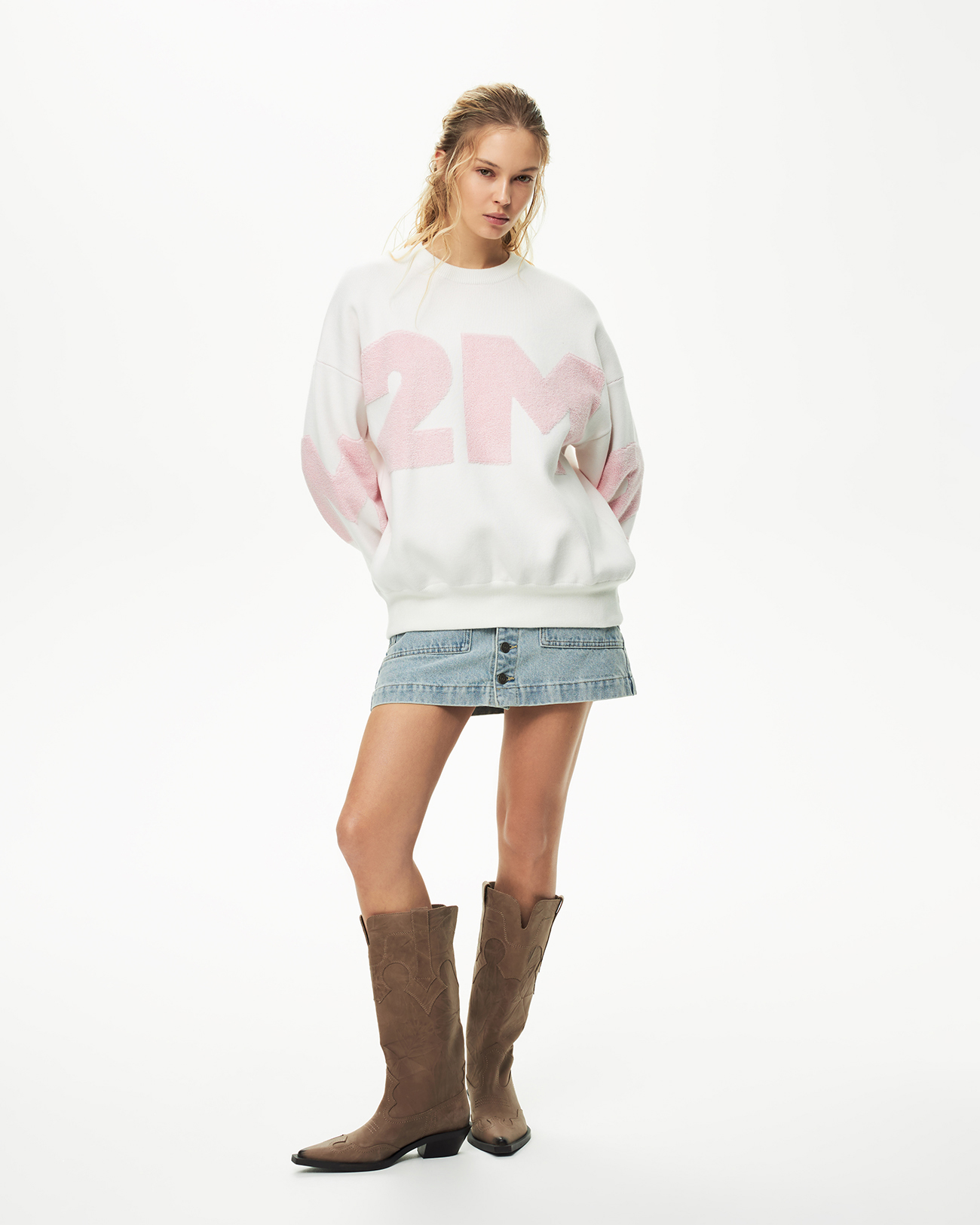 

Джемпер 2М с плюшем из хлопка молочного цвета, M