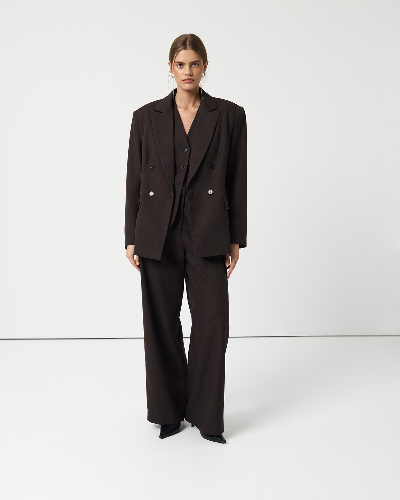 

Двубортный жакет шоколадного цвета, XS