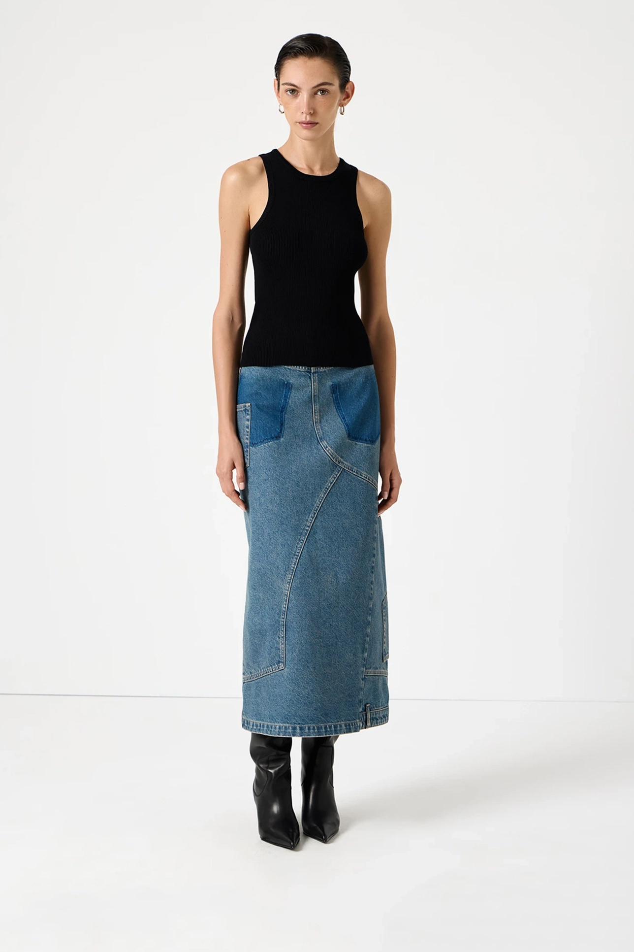 

Майка вязаная базовая черного цвета, M