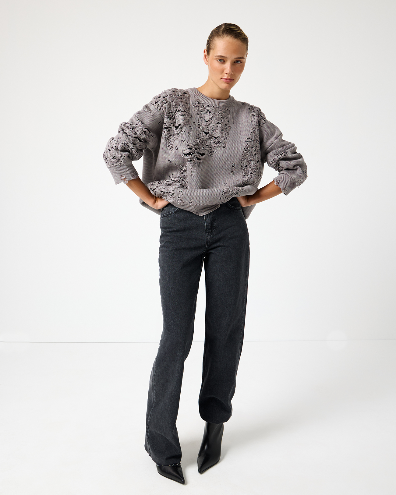 

Джемпер двухцветный серого цвета, M