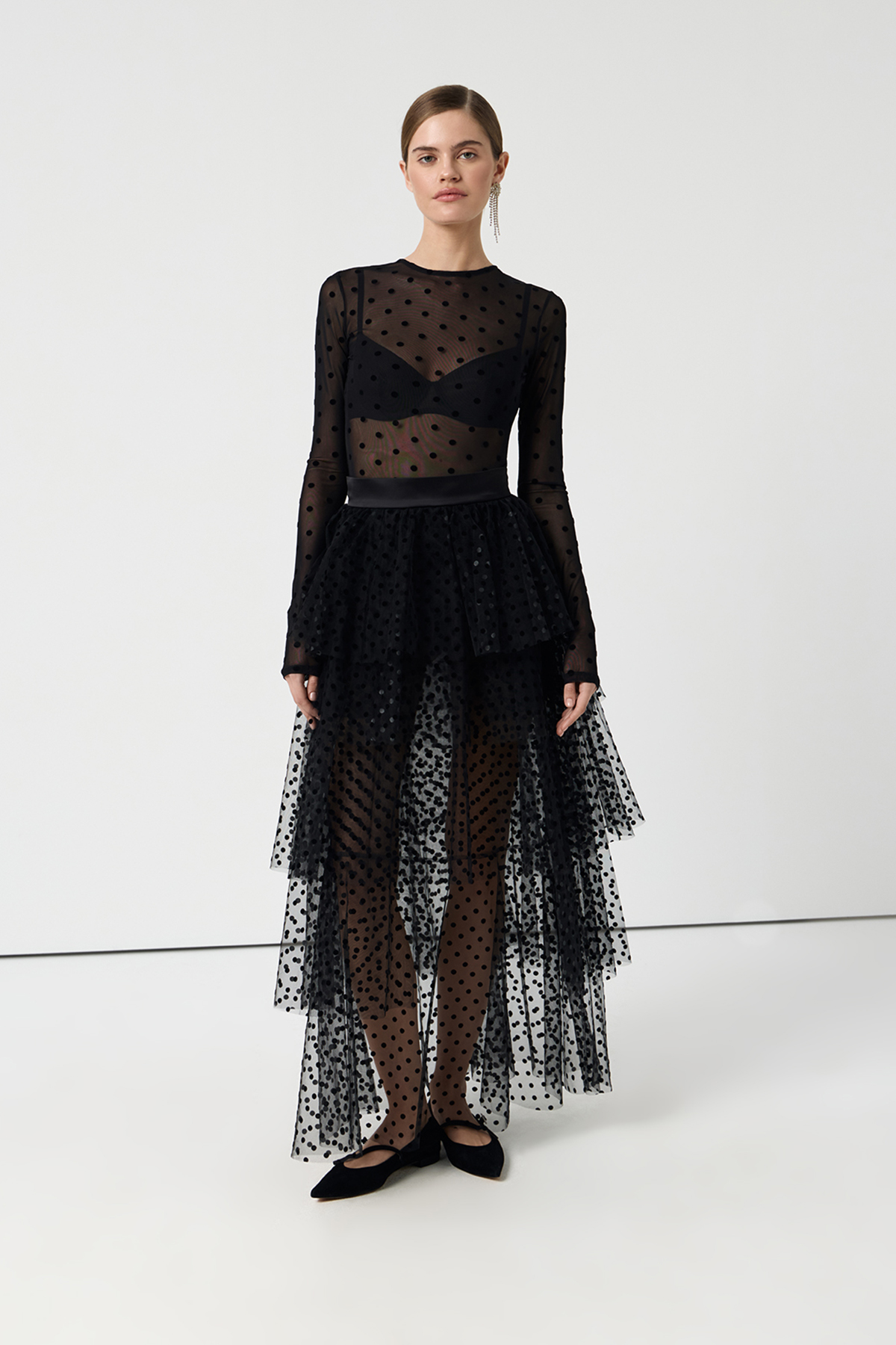 

Юбка миди из сетки черного цвета, M