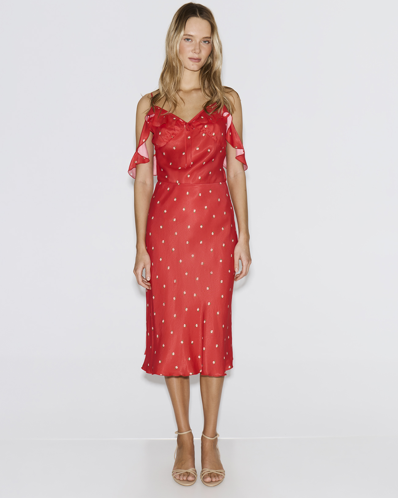 

Юбка миди с принтом красного цвета, XS