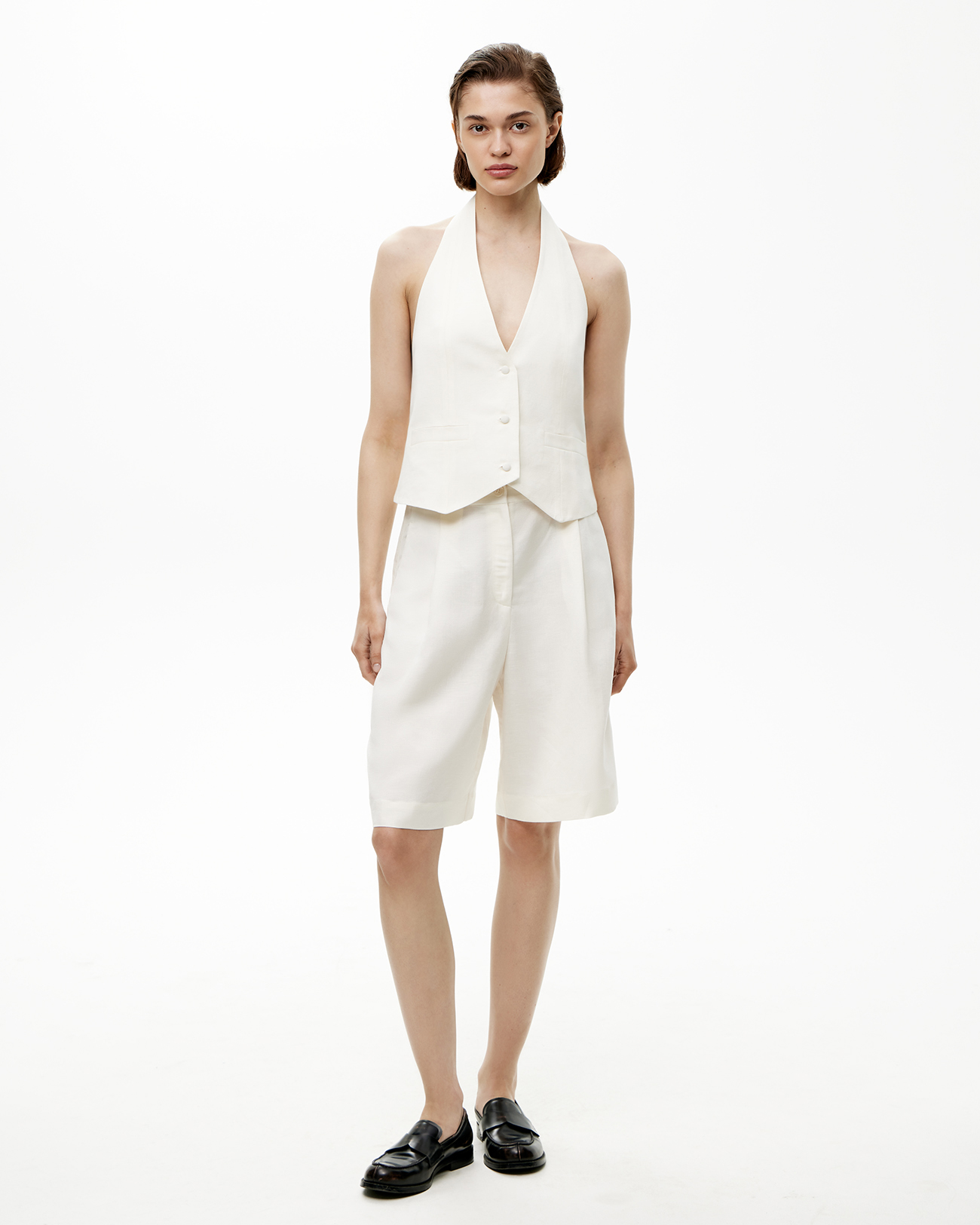 

Жилет с открытой спиной изо льна молочного цвета, S