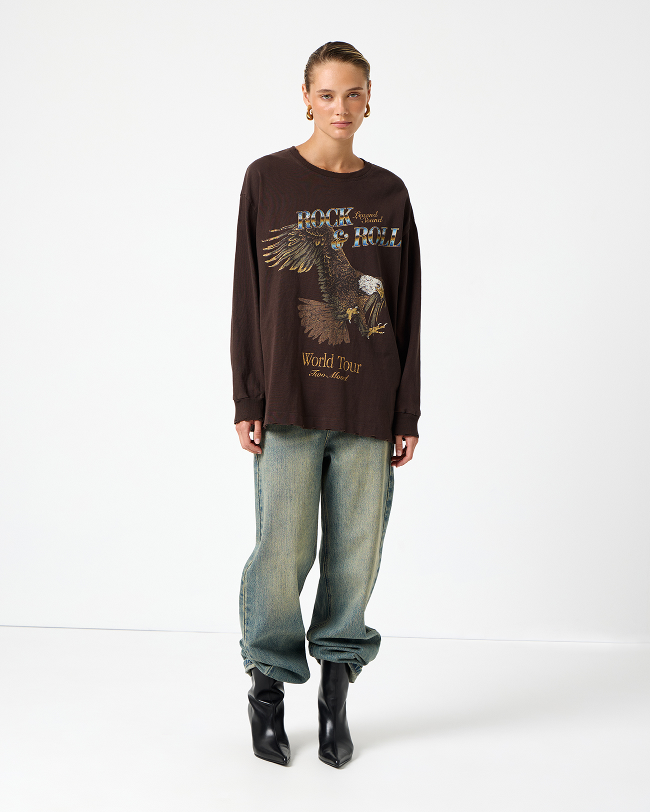 

Лонгслив с принтом Орел шоколадного цвета, M