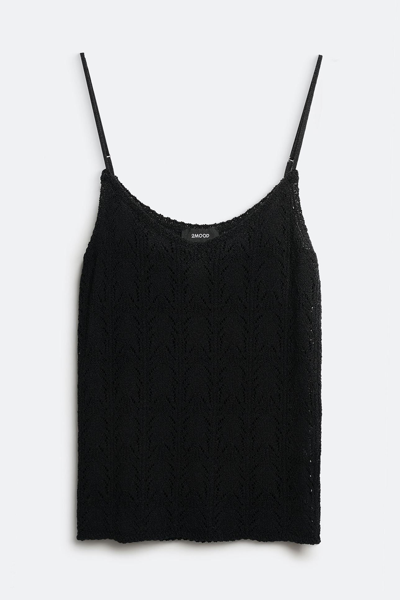 

Майка на тонких бретелях ажурная черного цвета, S