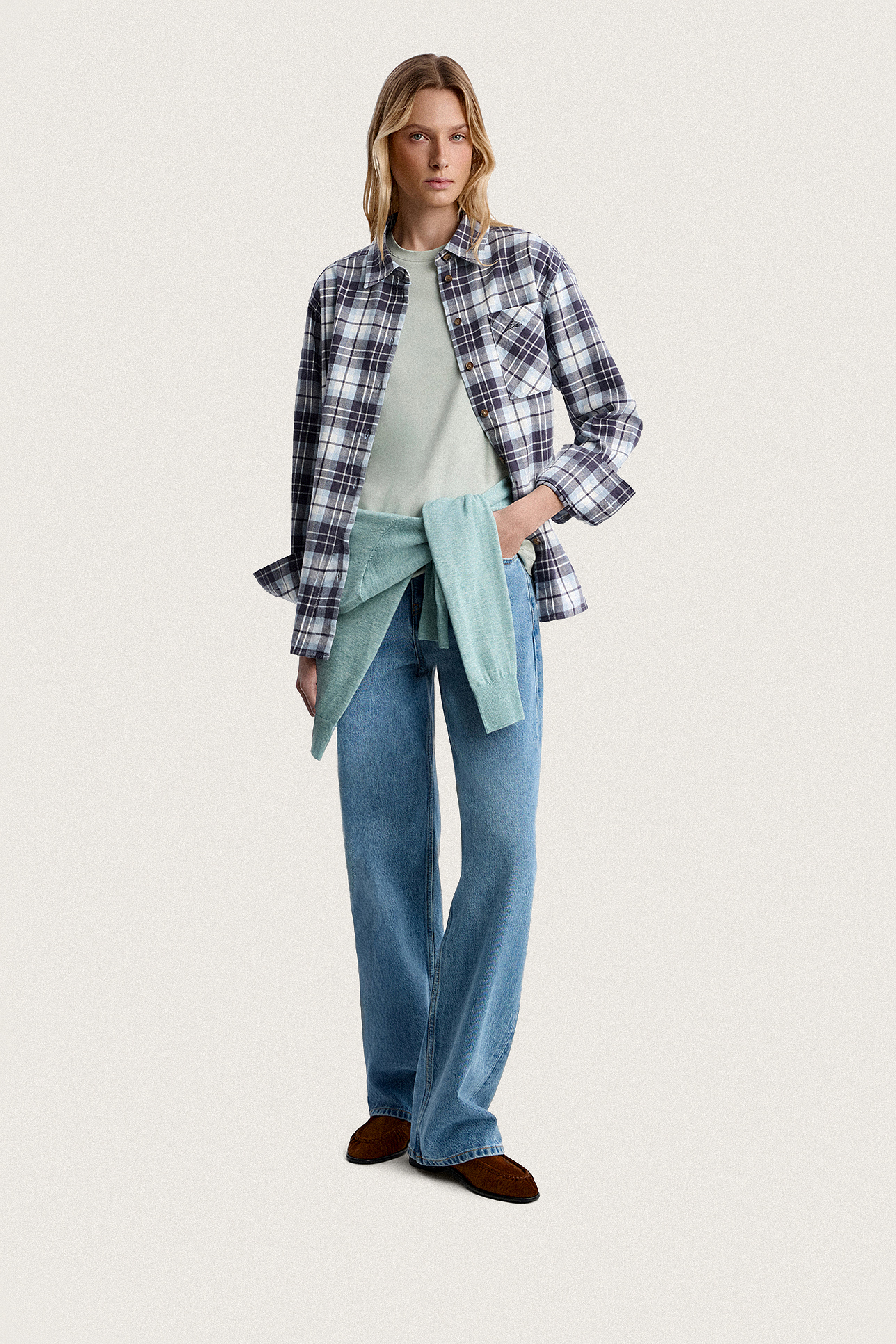 

Свободная рубашка в клетку, XS