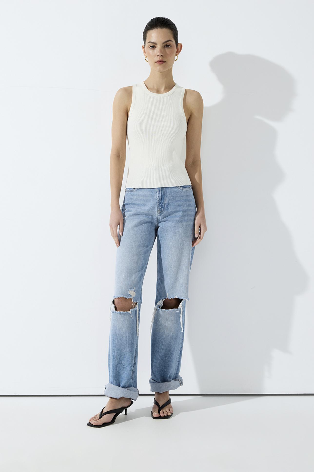 

Майка вязаная базовая молочного цвета, XS