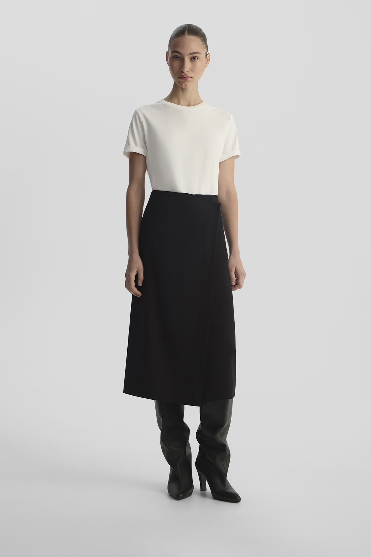 

Юбка миди с запа́хом черного цвета, XXS