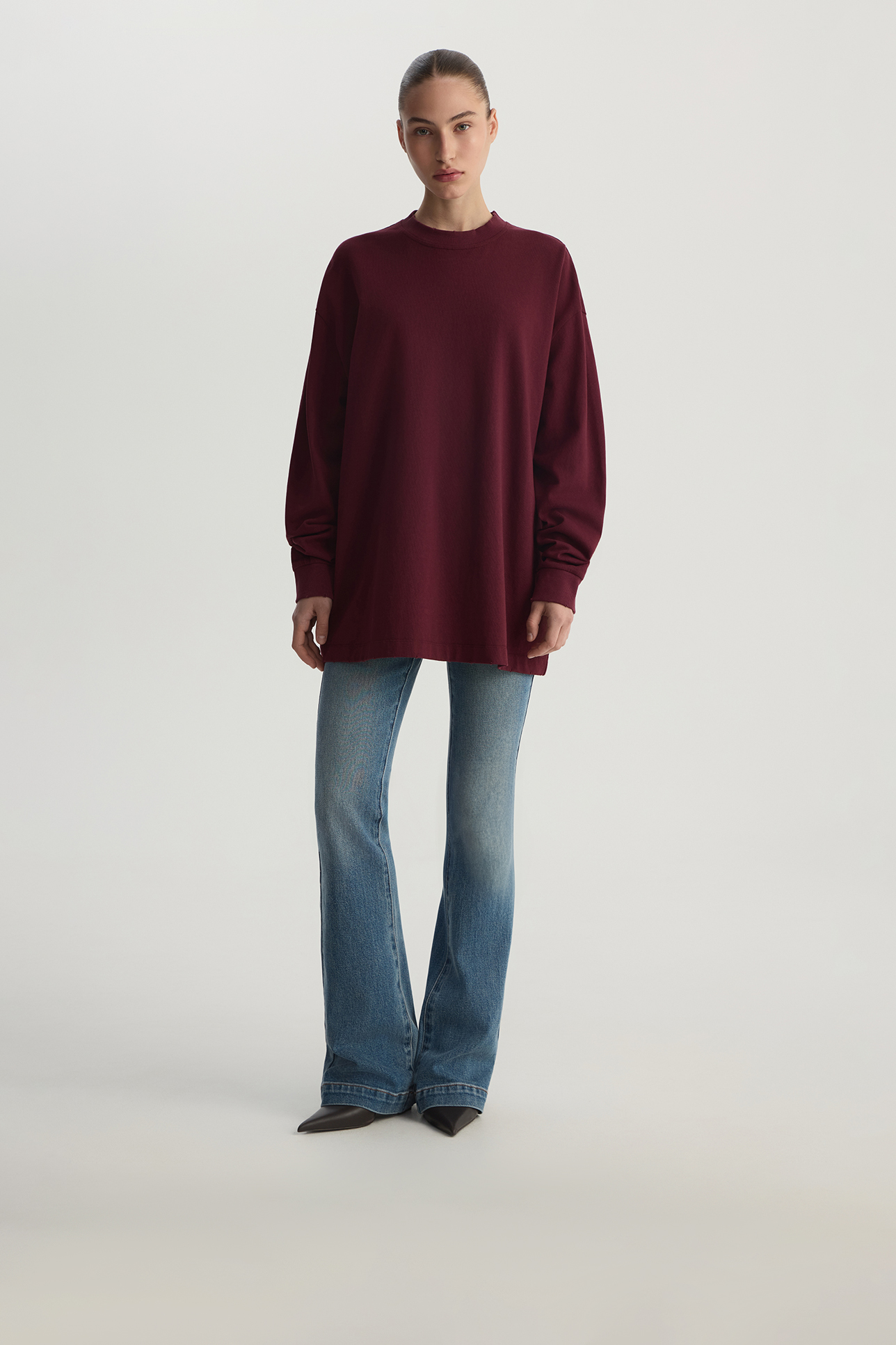 

Лонгслив с эффектом варки сливового цвета, XS