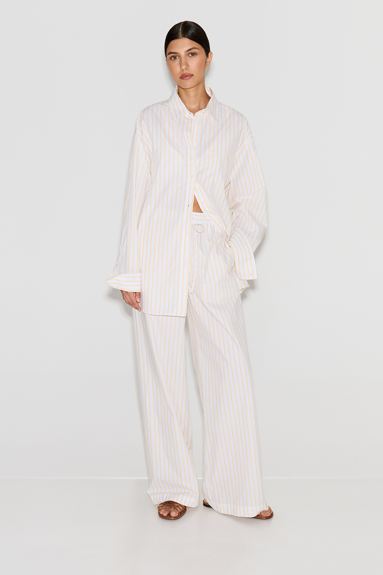 

Рубашка из хлопка в полоску белого цвета, S